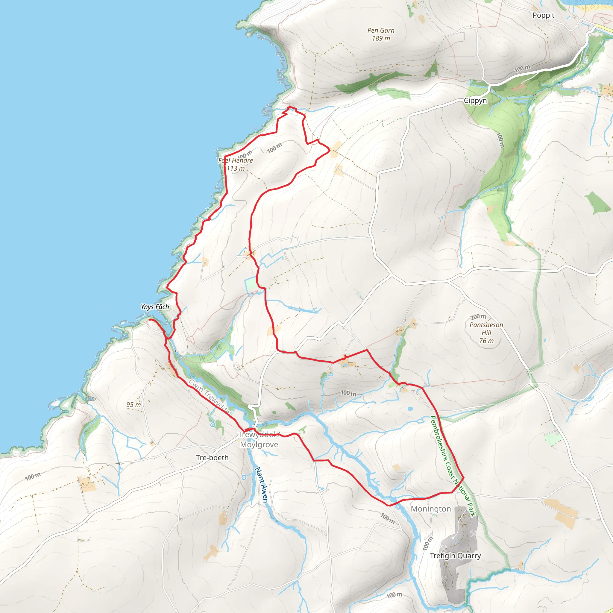 Pwllygranant and Cebwr Bay from Moylgrove mobile static map