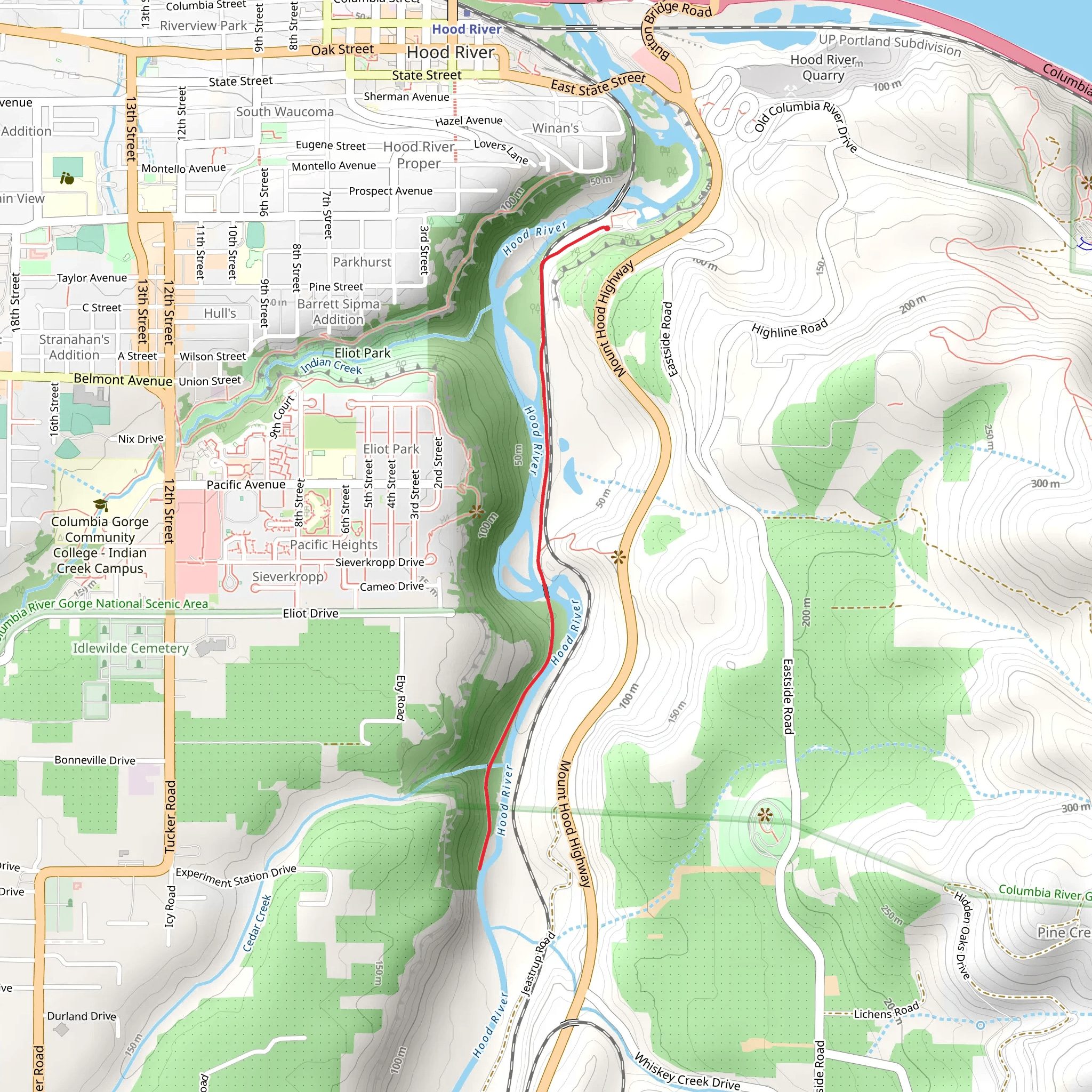 Hood River Penstock Pipeline Trail mobile static map