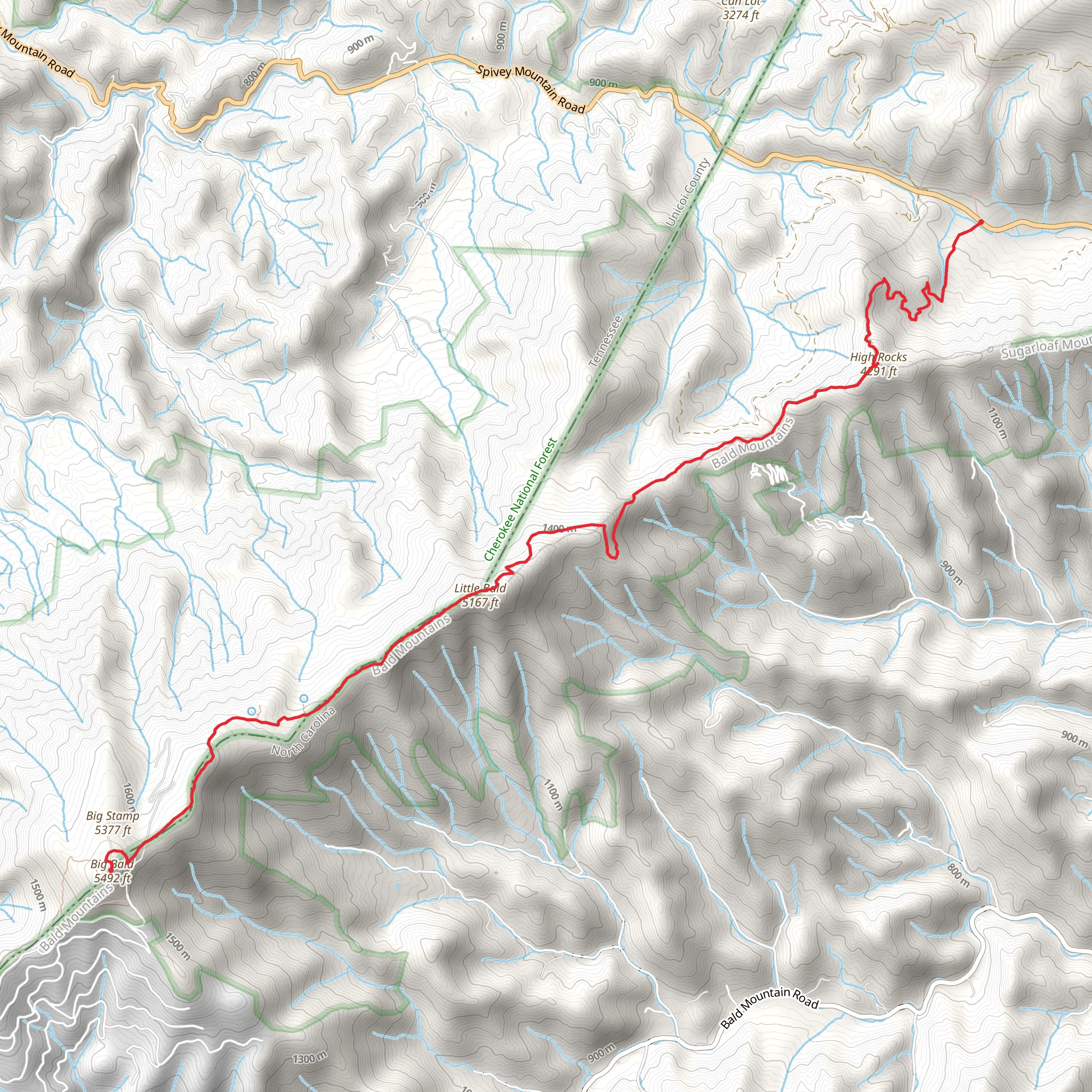 Appalachian Trail to Big Bald mobile static map
