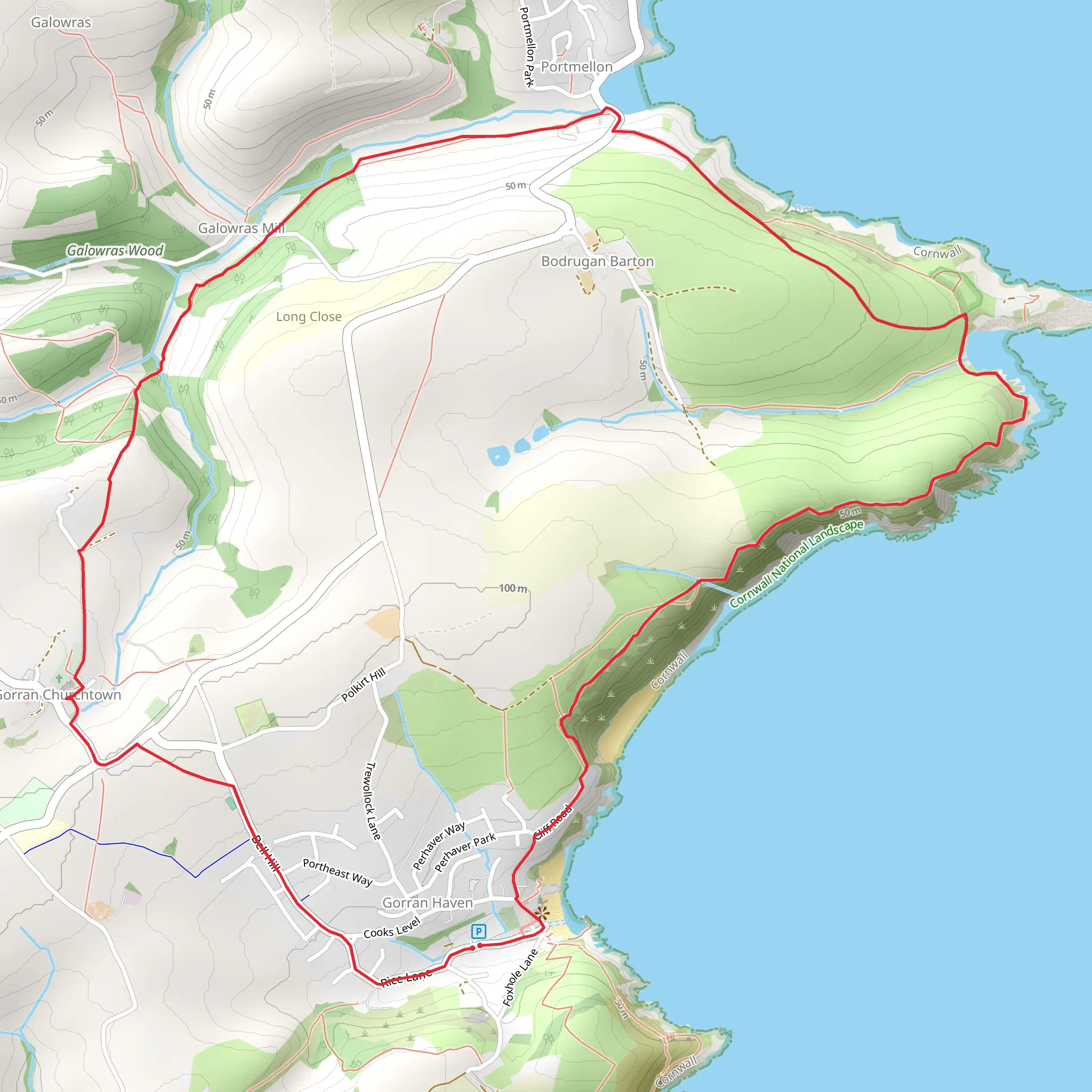 Boswinger YHA - Gorran Haven Walk mobile static map