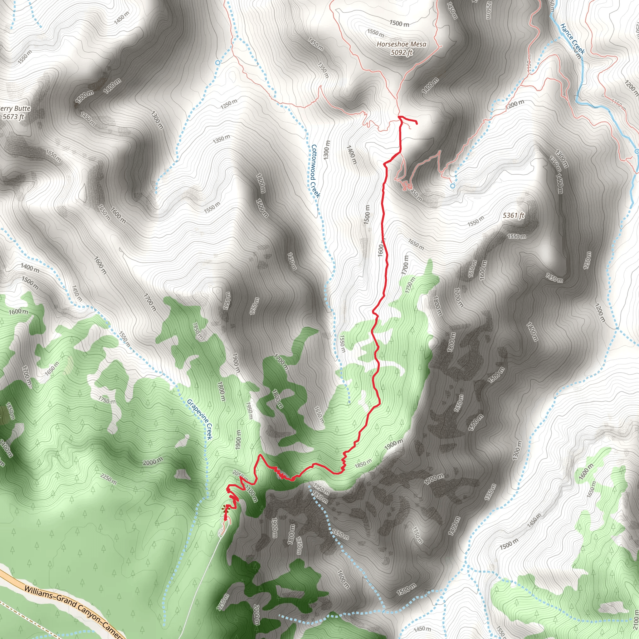 Horseshoe Mesa Camp via Grandview Trail mobile static map