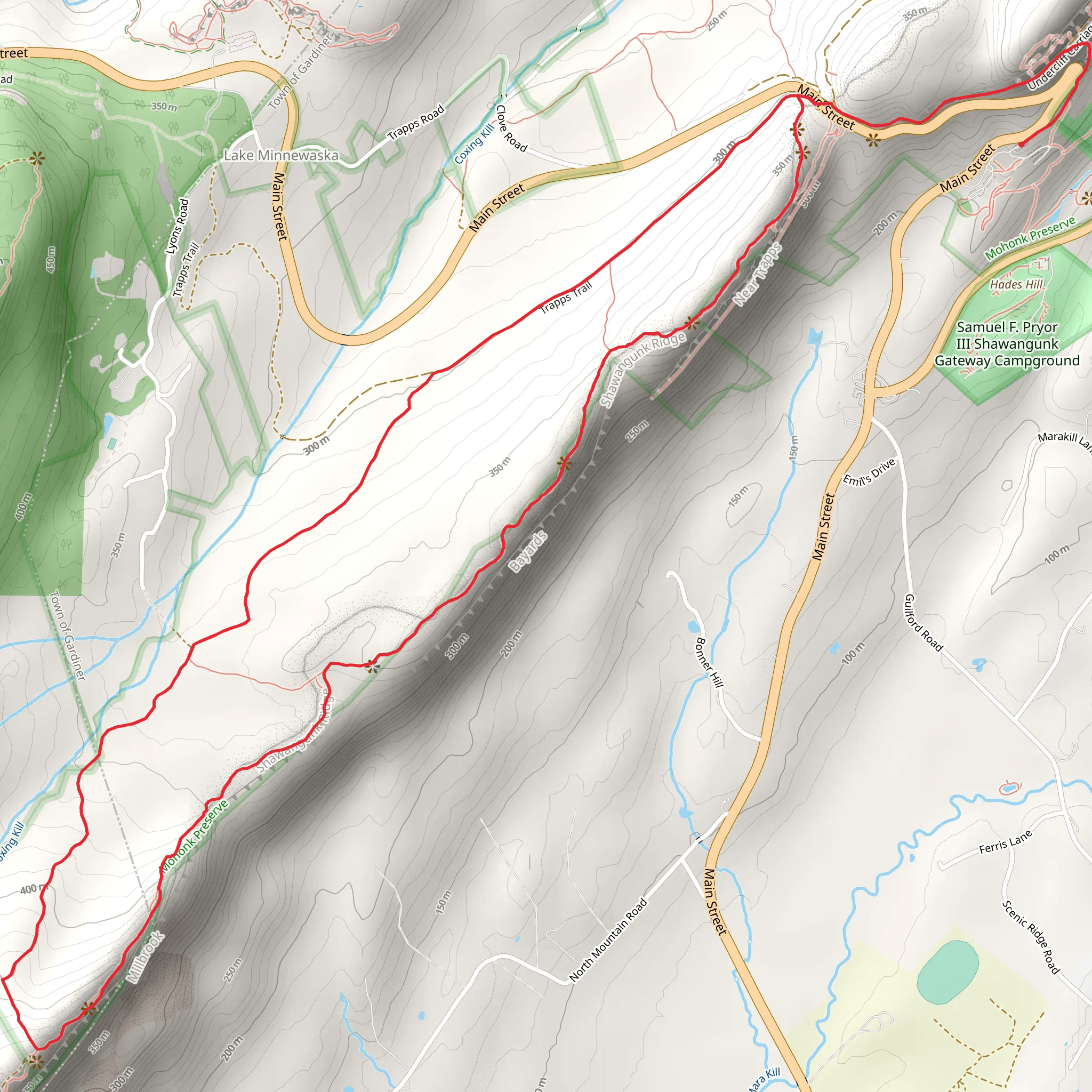 Millbrook Mountain and Coxing Kill Loop Trail mobile static map