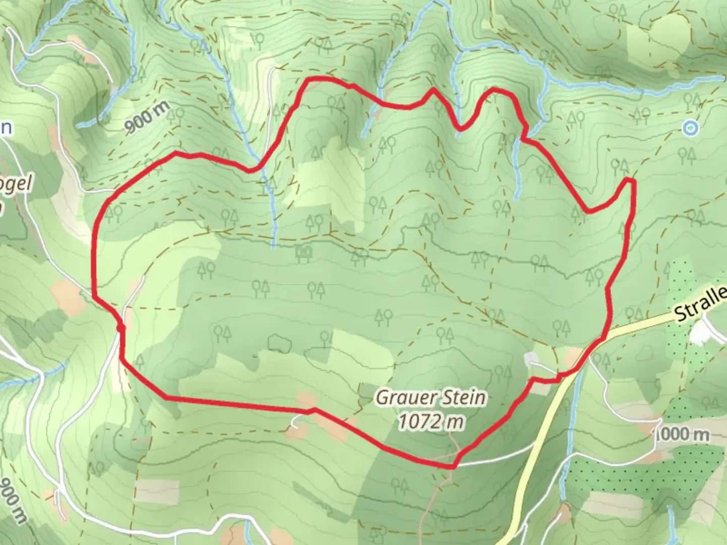 An image depicting the trail Pinggau - Rohrbach - Strallegg and its surrounding area.