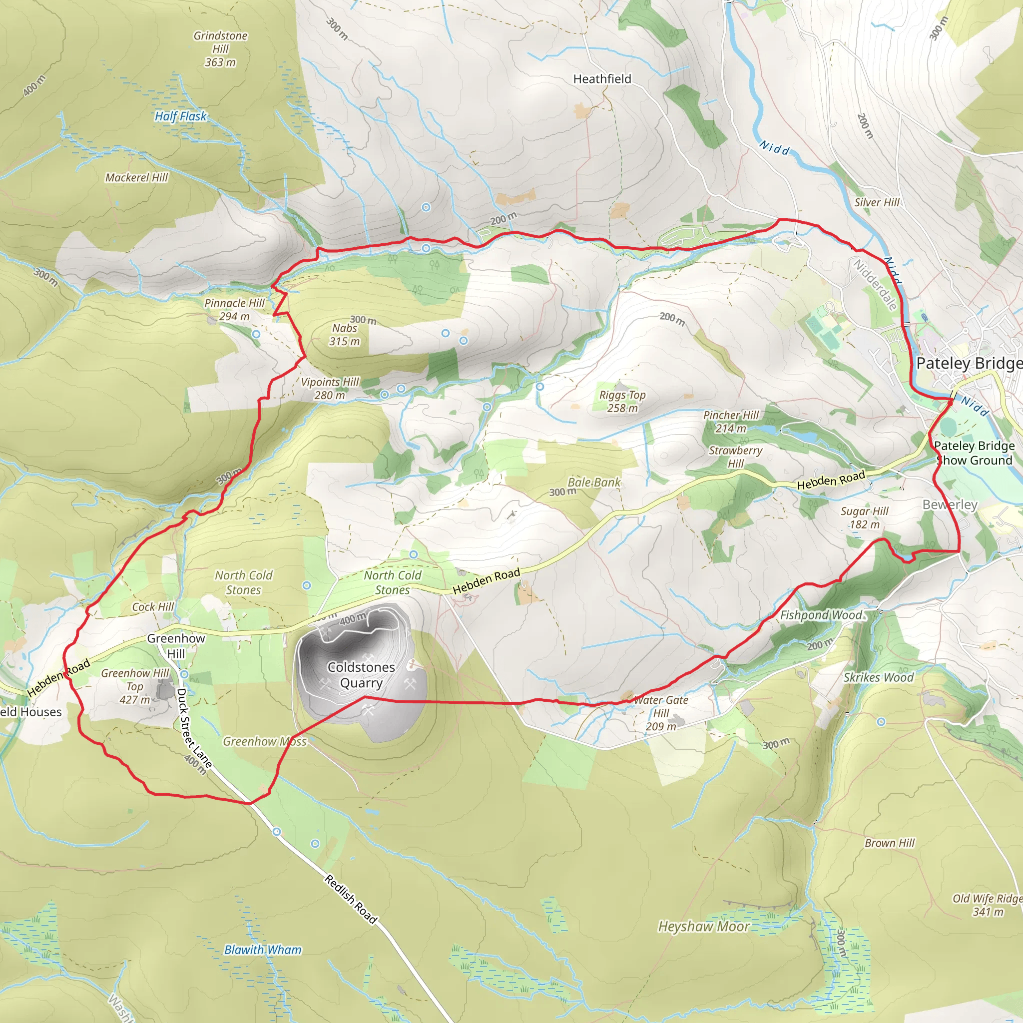 Pateley Bridge - Coldstones - Greenhow Hill and Ashfold Side mobile static map