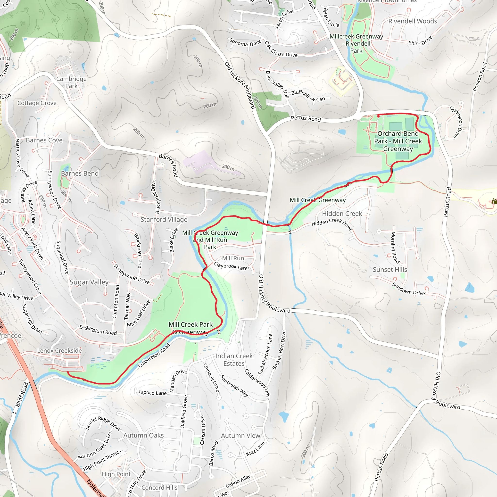 Mill Creek Greenway mobile static map