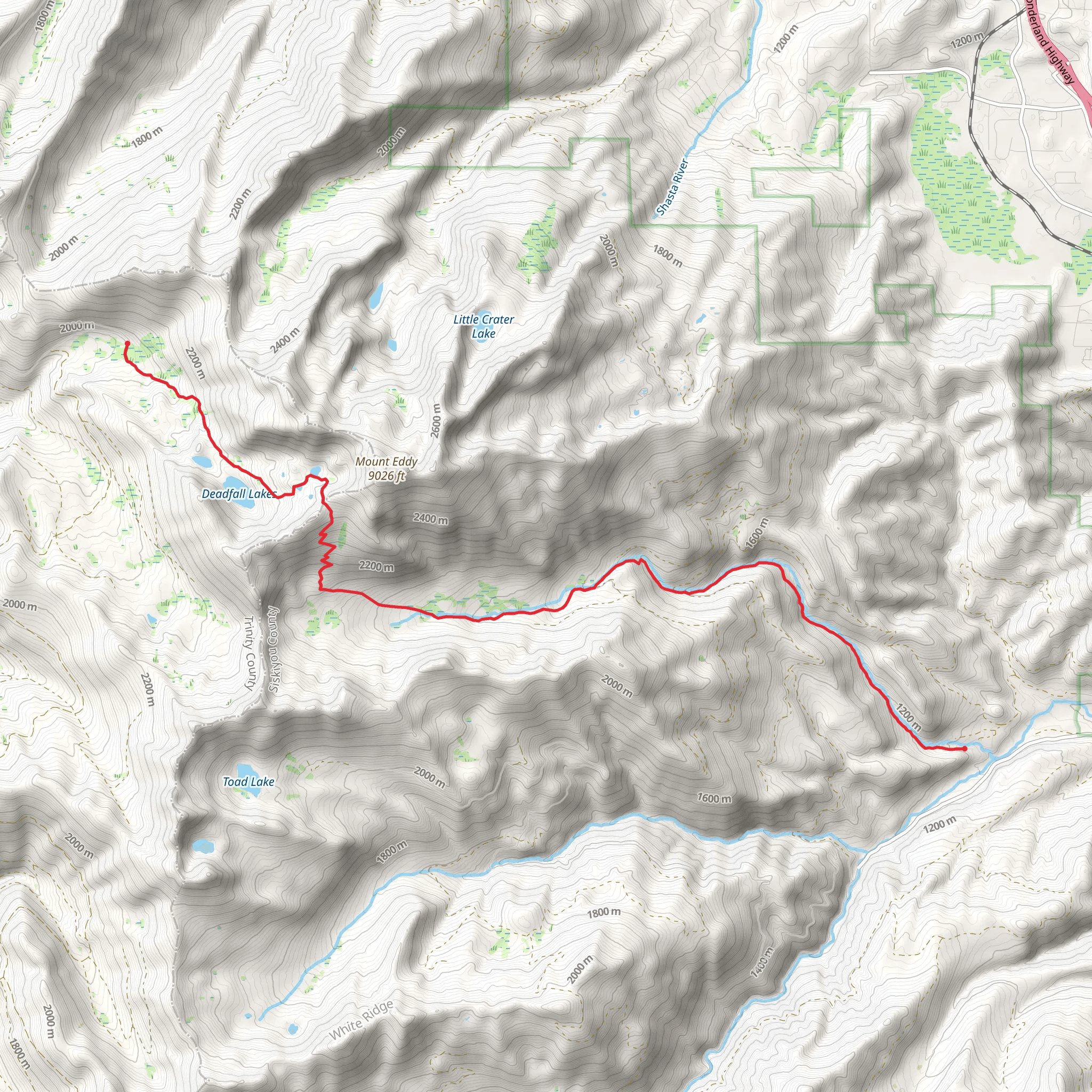 Deadfall Lakes Trail and Sisson Callahan Trail mobile static map