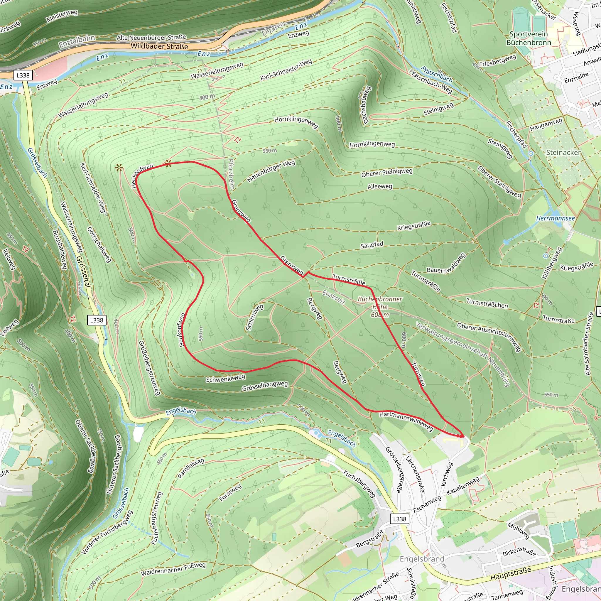 Büchenbronner Höhe Loop mobile static map