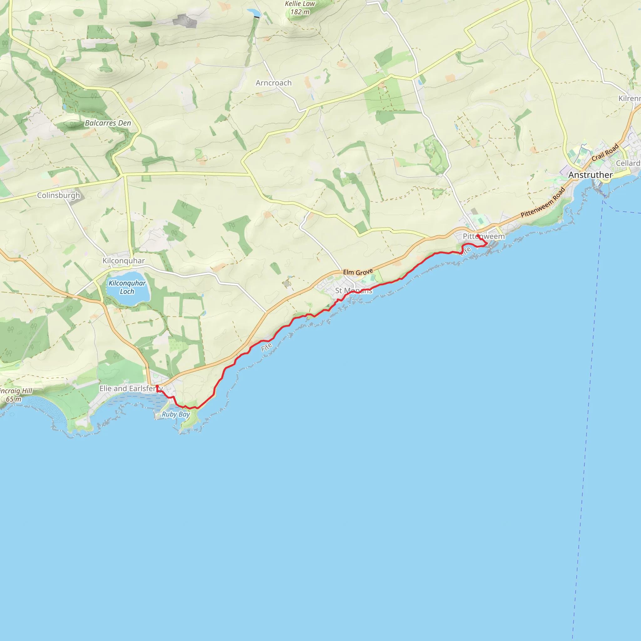 Elie to Pittenweem - Fife Coastal Path mobile static map