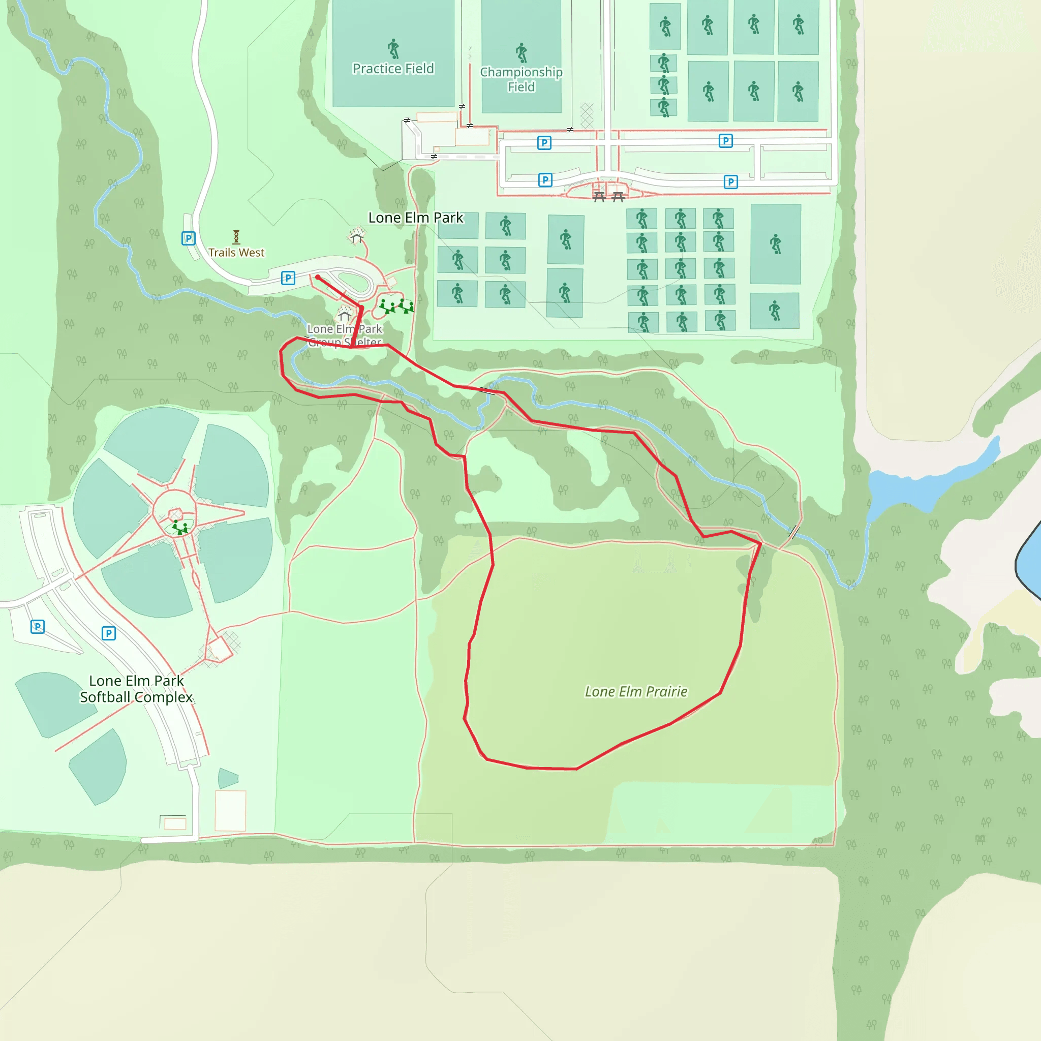 Lone Elm Park Loop mobile static map