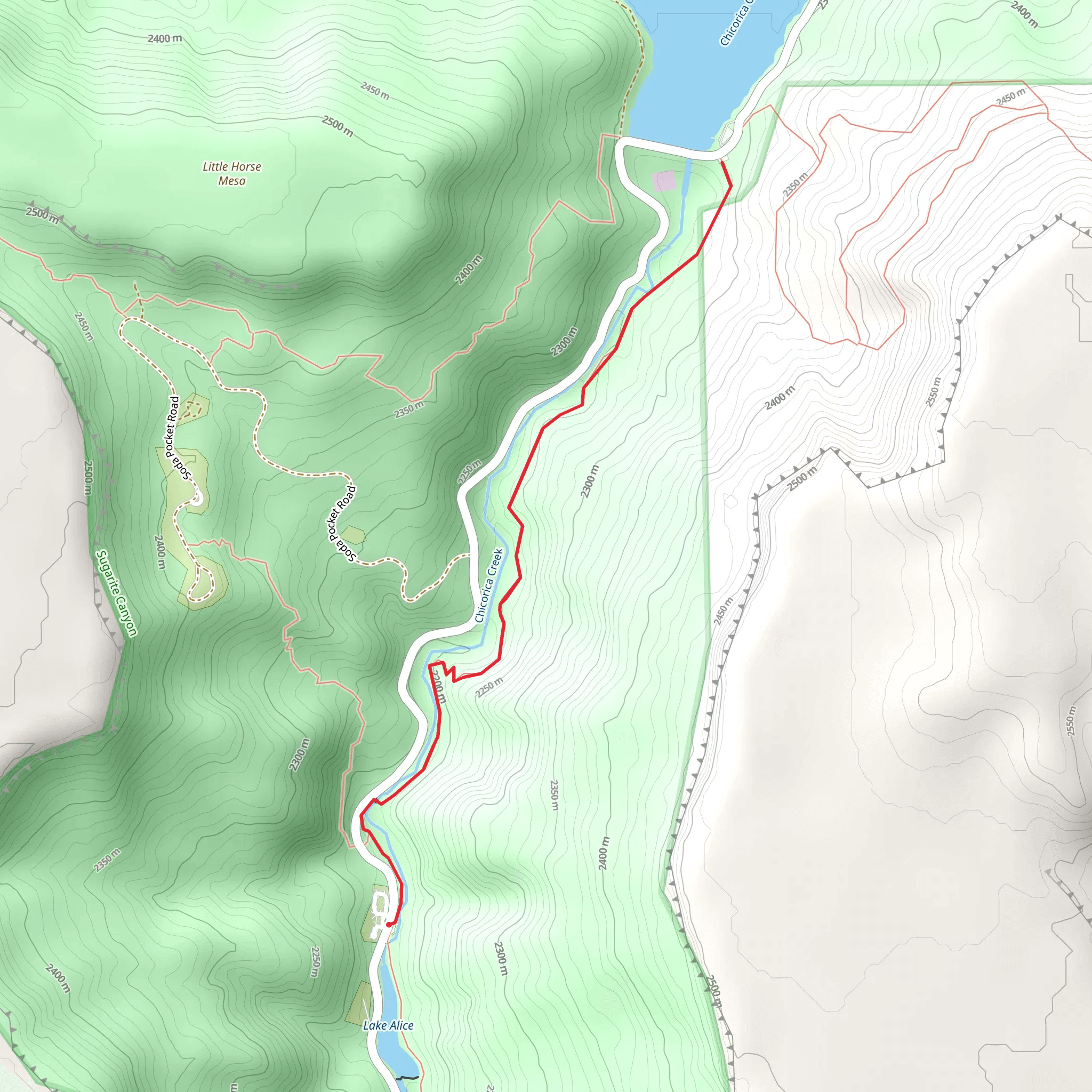 Lake Maloya via Chicorica Trail - Lake Alice Campground mobile static map