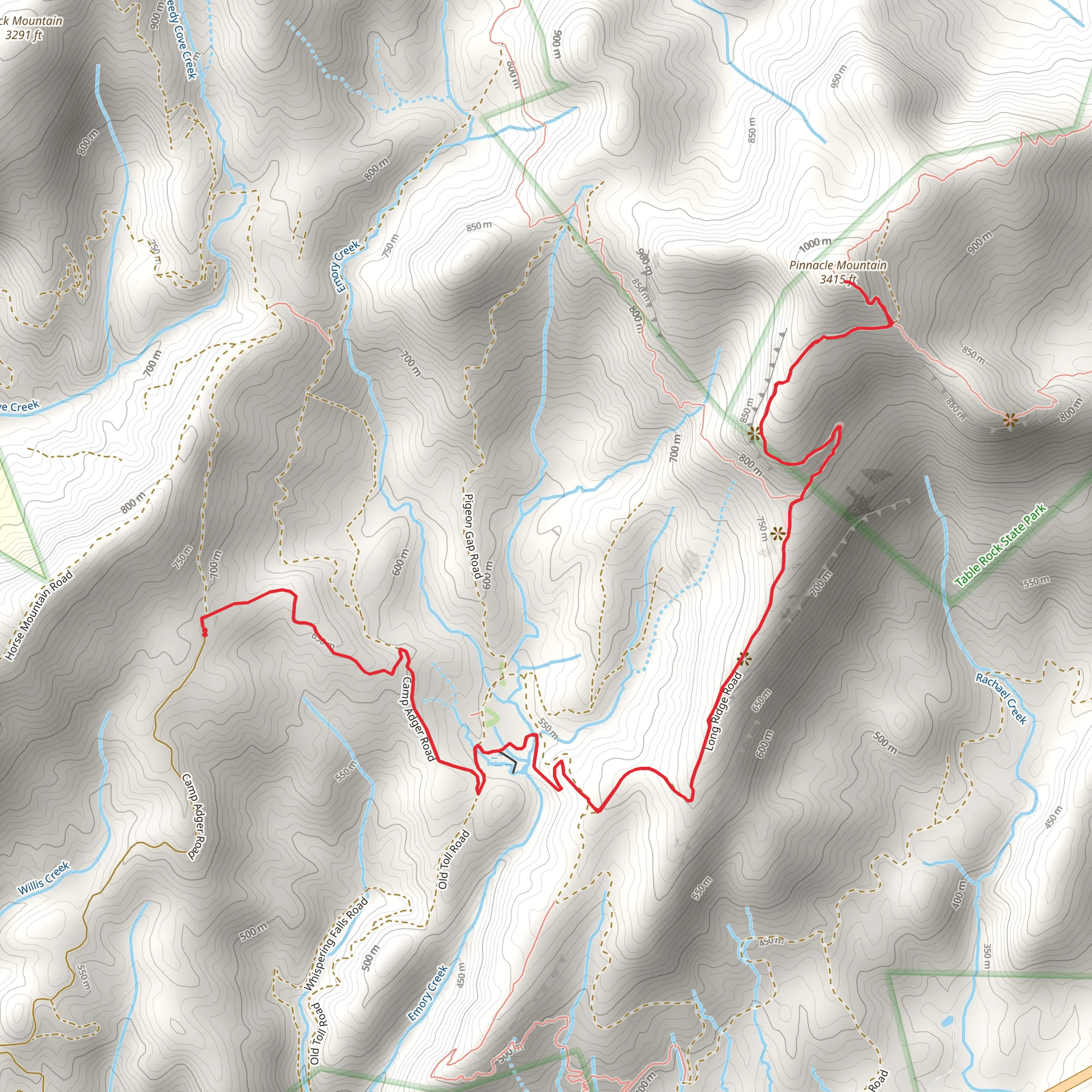 Pinnacle Mountain via Palmeto Trail and Foothills Trail mobile static map