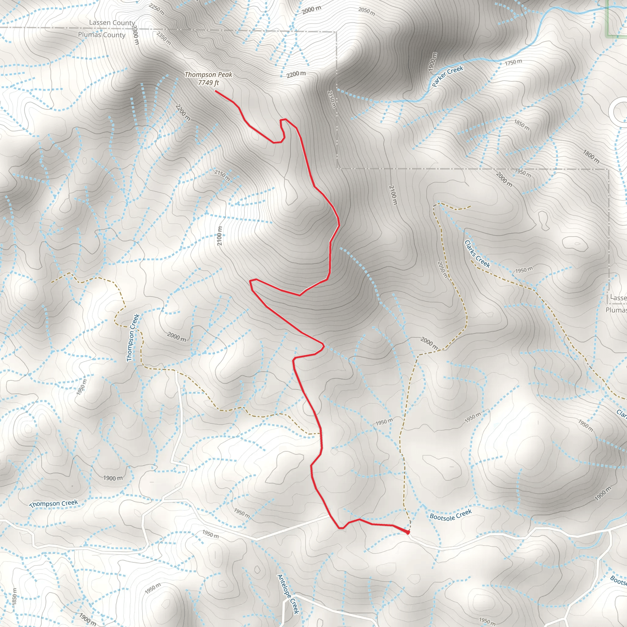 Thompson Peak Out and Back mobile static map