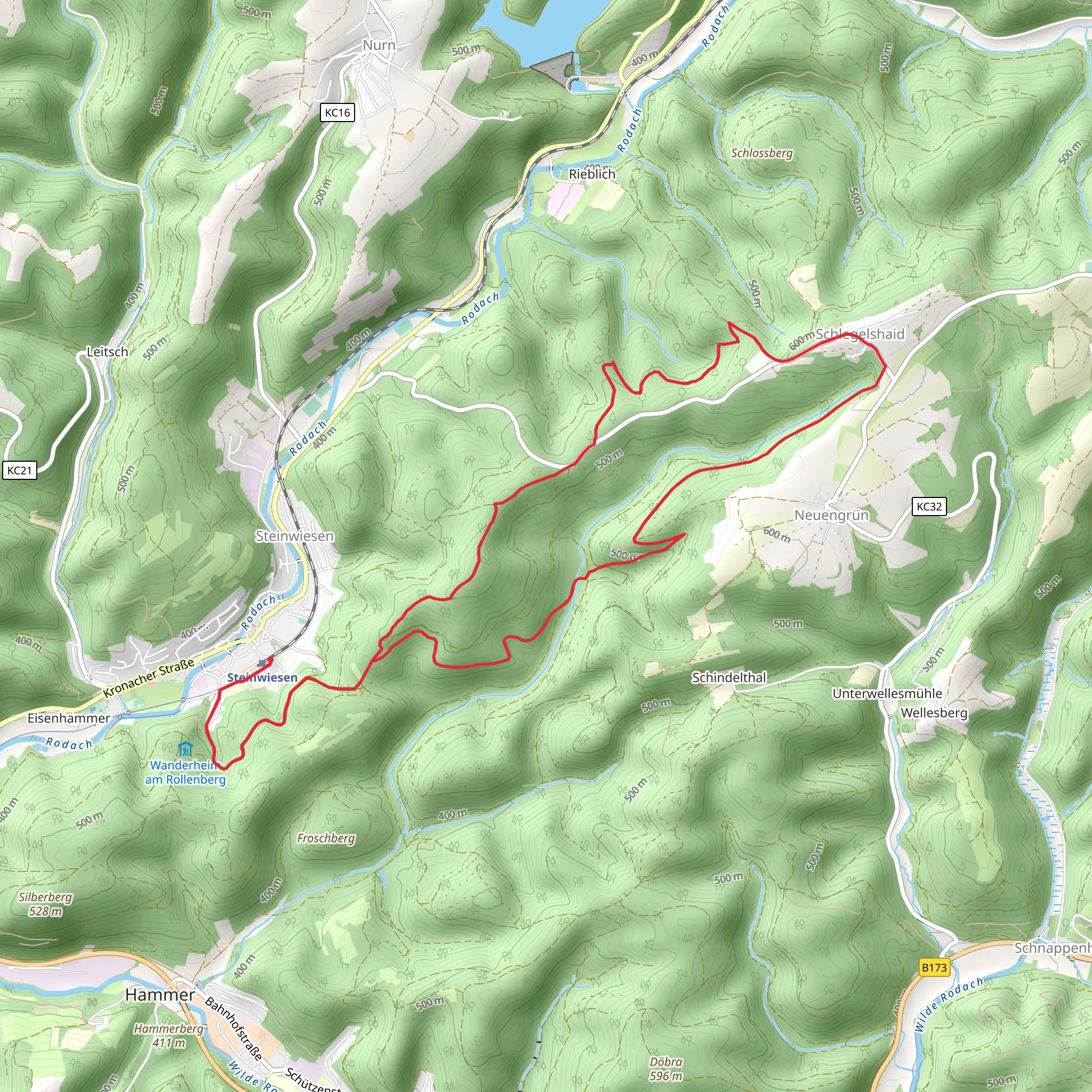 Leutnitztal Weg and Schlegelshaider Hoehenweg mobile static map