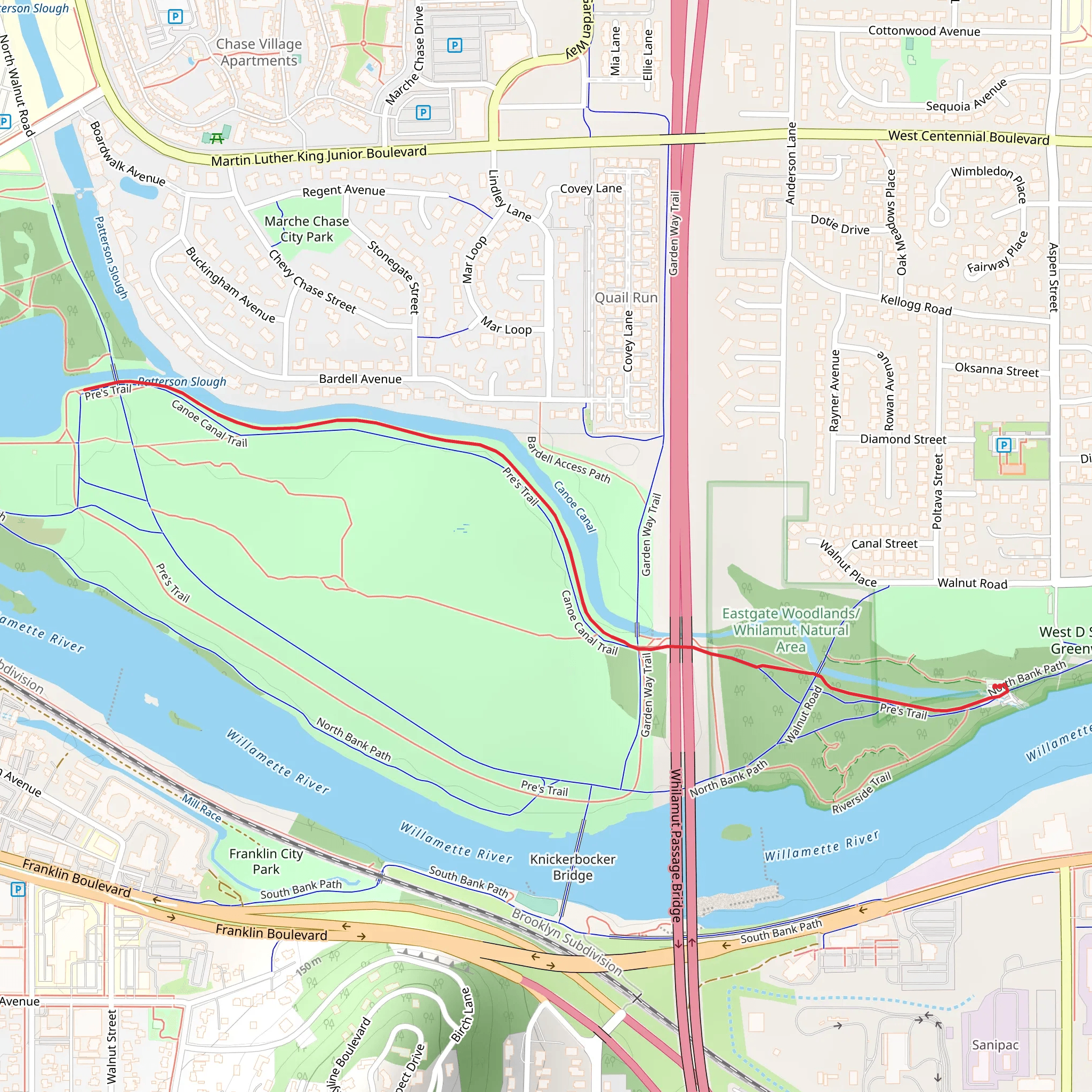 Pre's Trail mobile static map