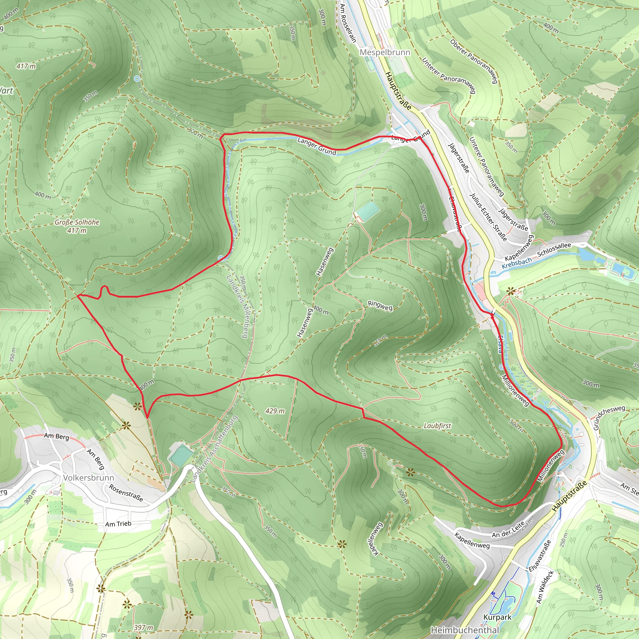 Kulturweg Mespelbrunn and Spessartweg mobile static map
