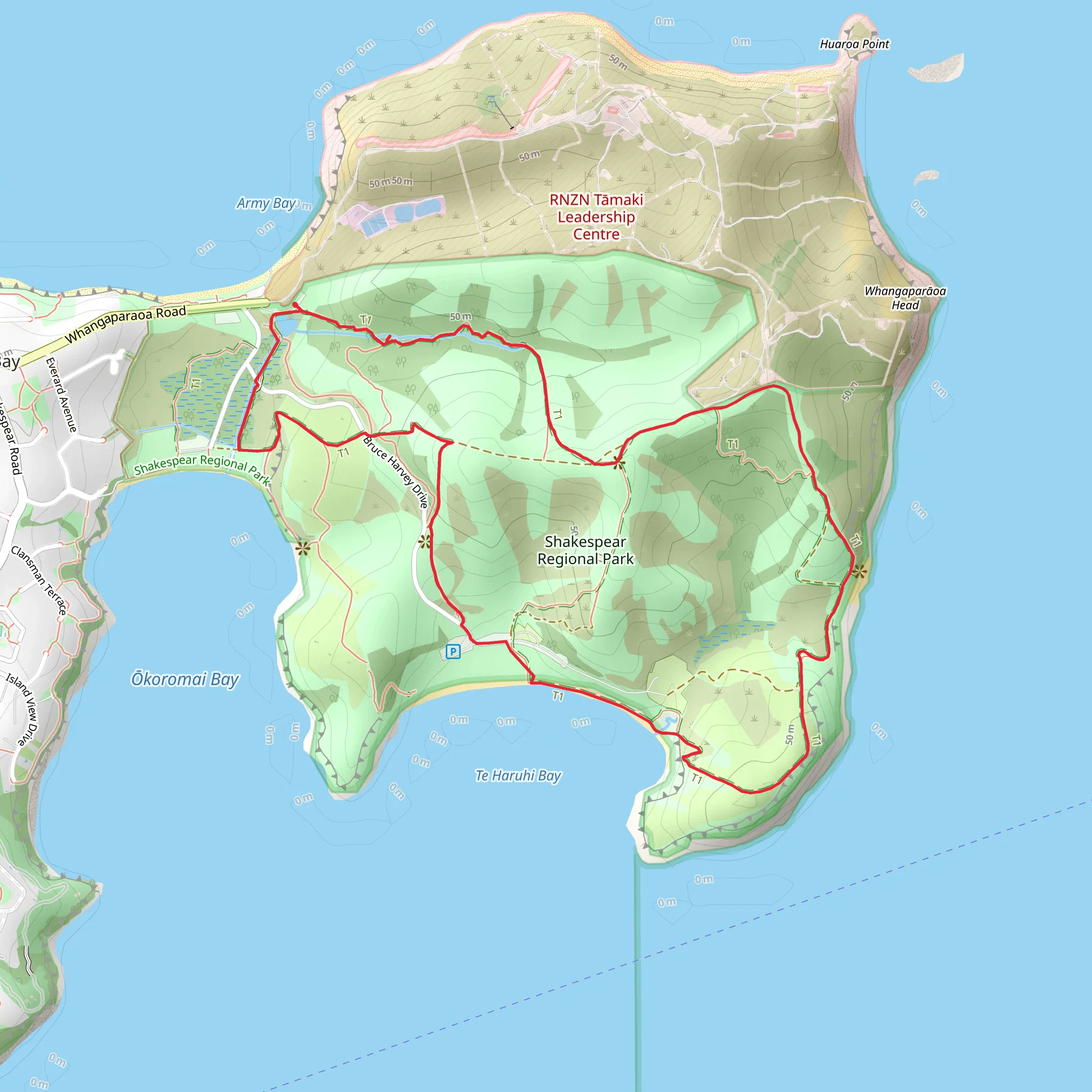 Shakespear Heritage and Tiritiri Track mobile static map