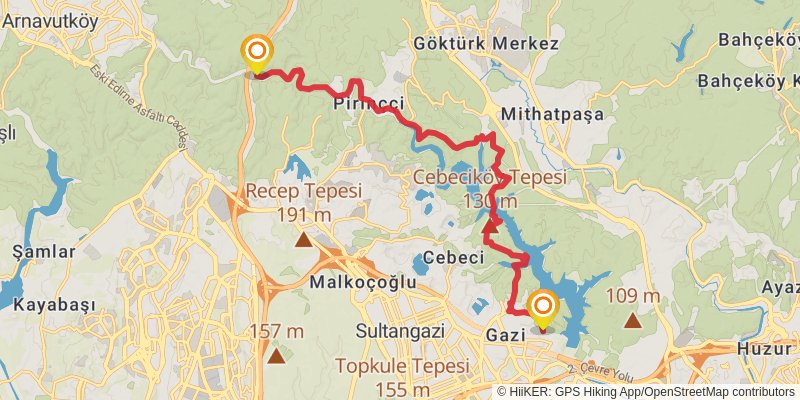 Sultans Trail stage 129 Map