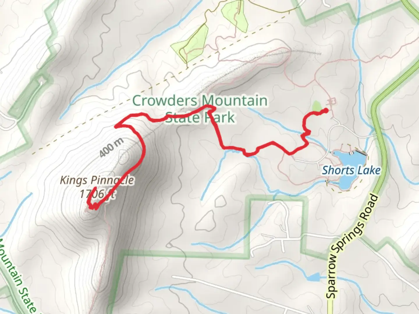 An image depicting the trail Kings Pinnacle via Turnback Trail and its surrounding area.