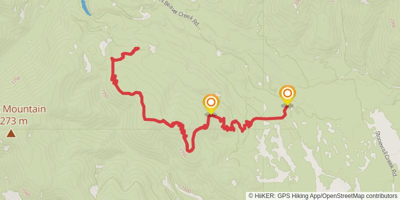 High Roller Trail via Low Flow Trail and Lincoln View Trail stage 2 Map