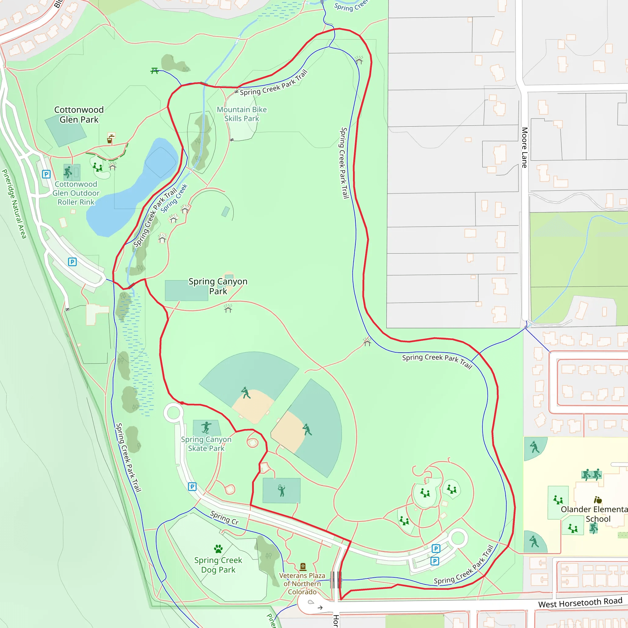 Spring Creek Park Loop Trail mobile static map