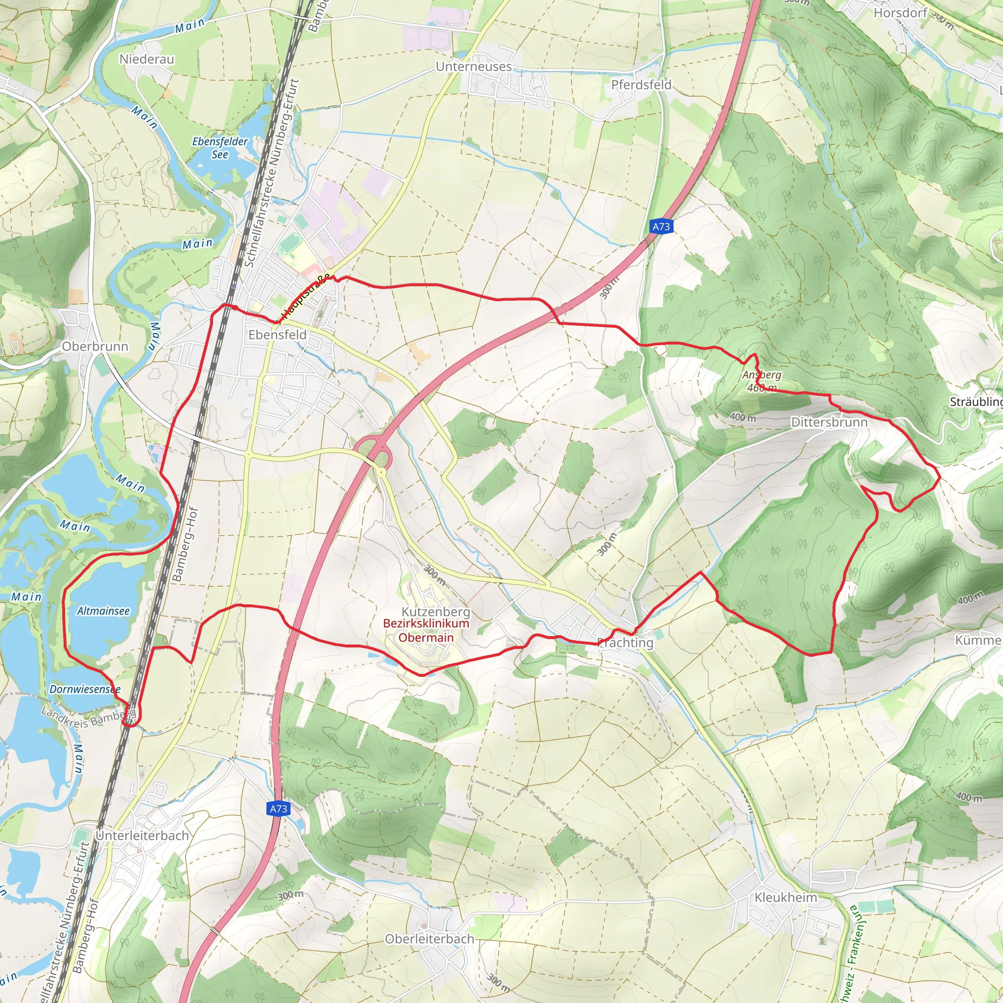 Ebensfeld and Kutzenberg Loop via Altmainsee mobile static map