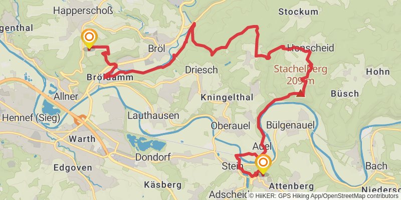 Bergischer Weg stage 13 Map