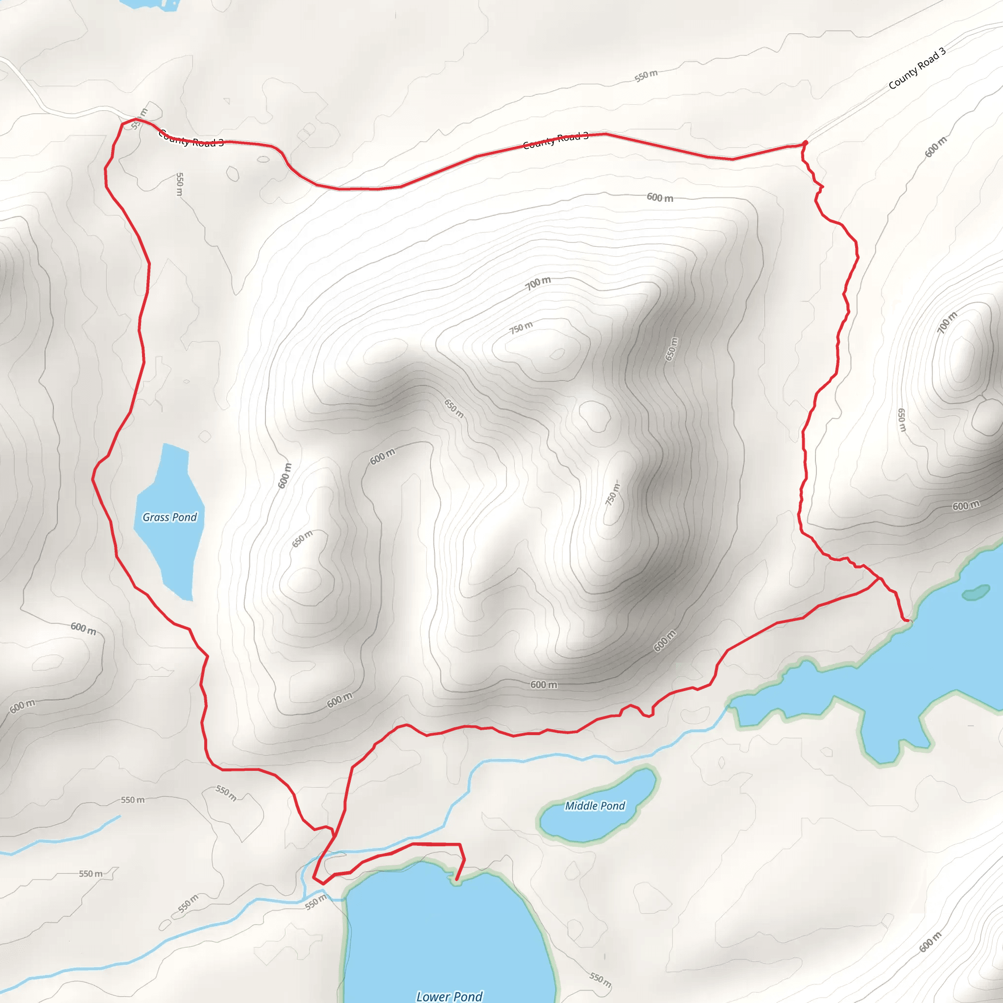 Upper Pond, Lower Pond and Grass Pond Loop mobile static map