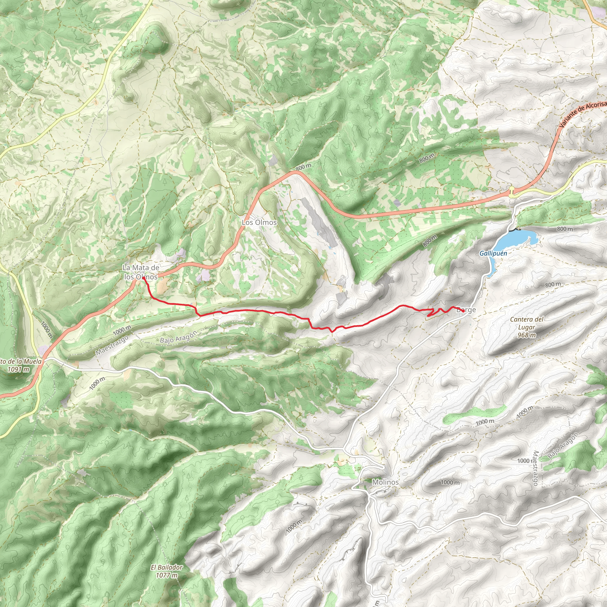 La Mata de los Olmos - Berge PR TE 80 mobile static map