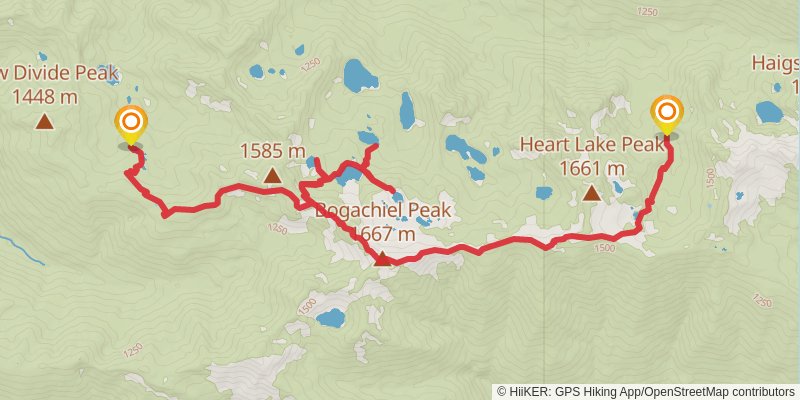 High Divide Loop (7 Lakes Basin) stage 2 Map