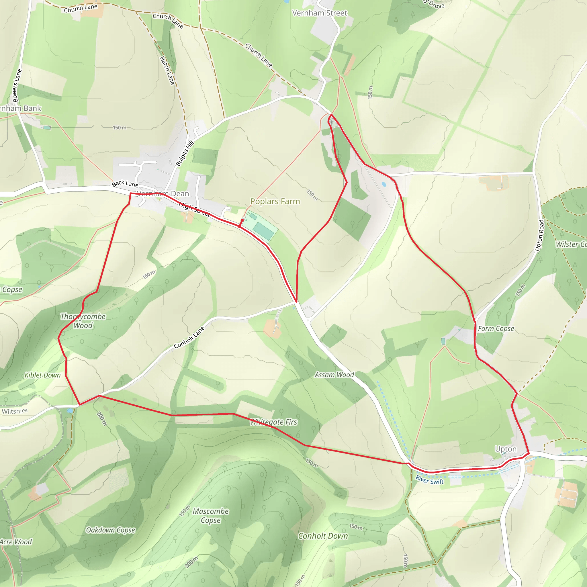 Vernham Dean Loop mobile static map