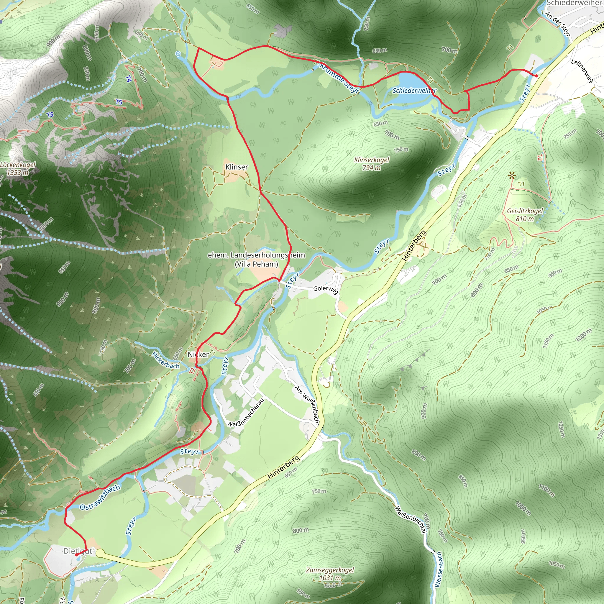 Schiederweiher - Polsterstüberl - Dietlgut mobile static map