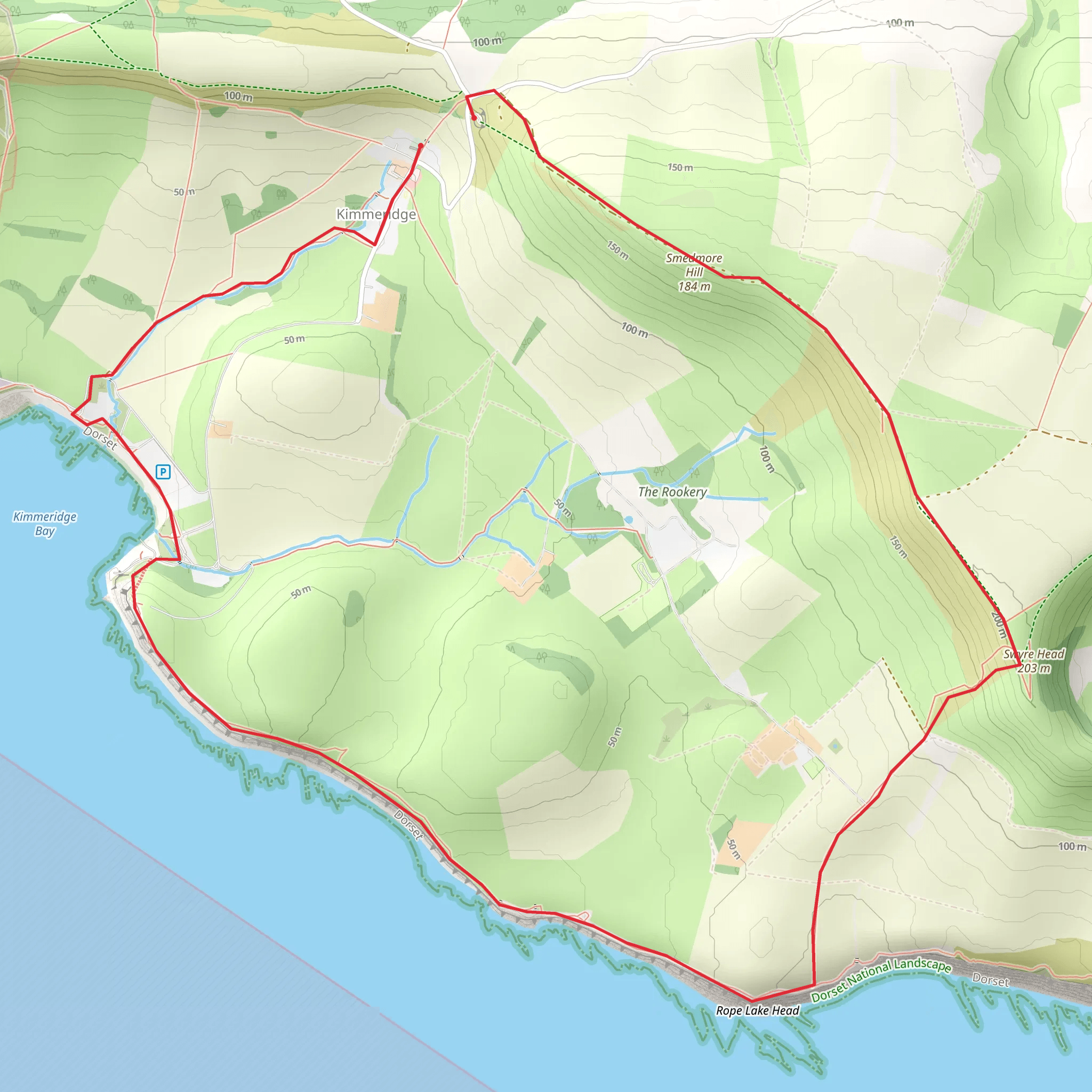Tom's Field - Kimmeridge Circular Walk mobile static map