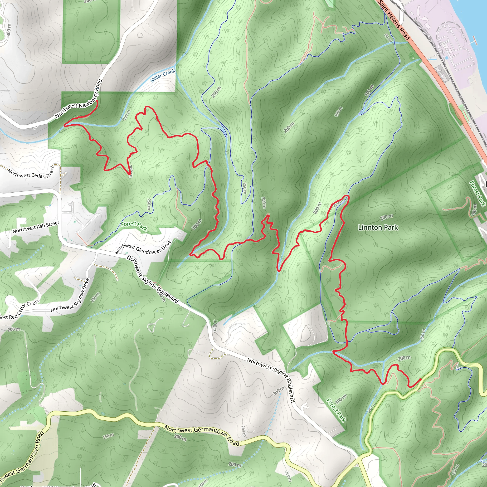 Miller Creek via Wildwood Trail mobile static map