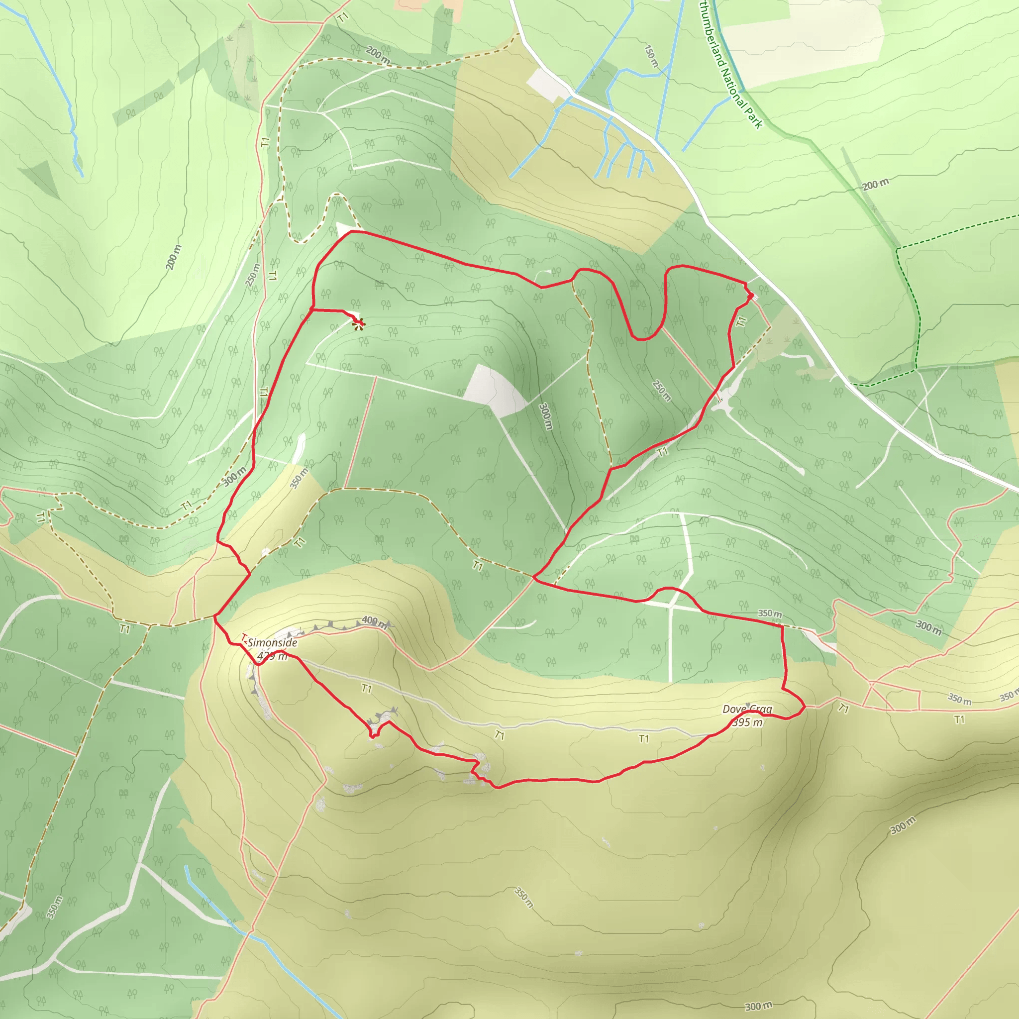 The Simonside Hills Walk mobile static map