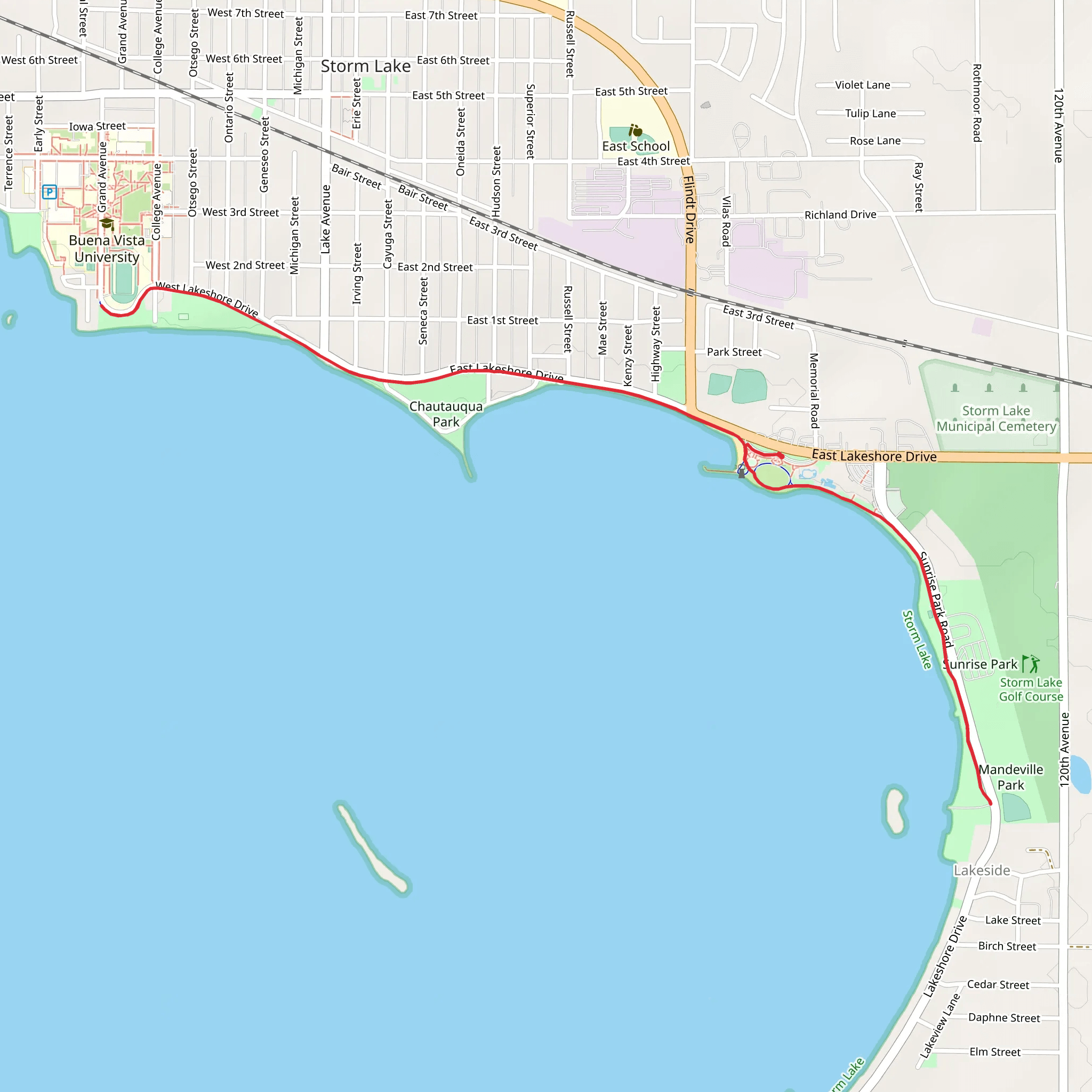 Chautauqua Park, Sunset Park and Mandeville Park Walk mobile static map