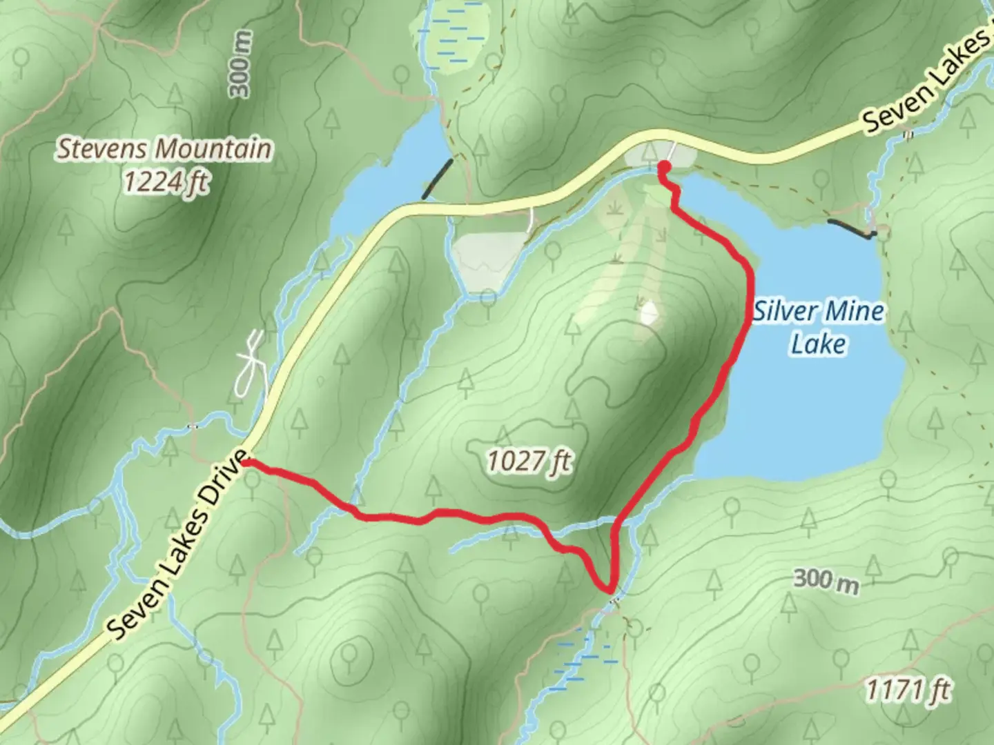 An image depicting the trail Silver Mine Lake Out and Back and its surrounding area.