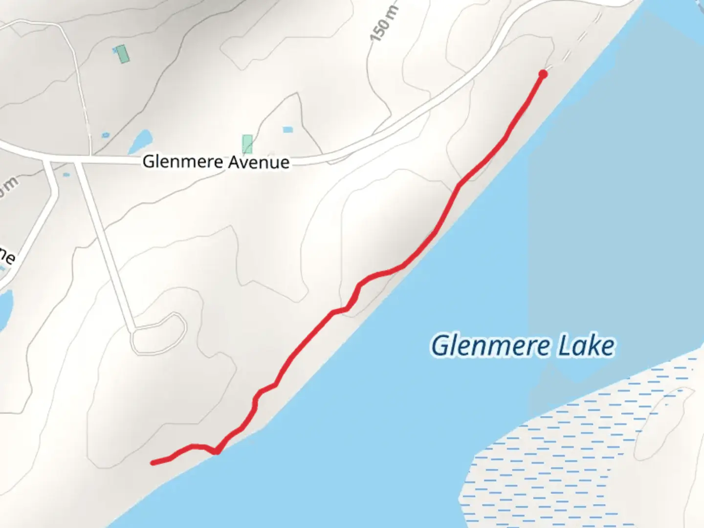 An image depicting the trail Glenmere Lake - Glenmere Avenue and its surrounding area.