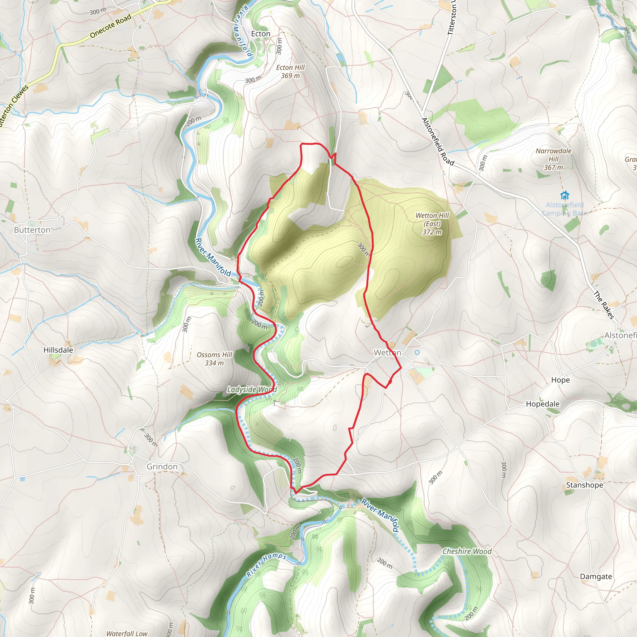 Wetton Mill and Thor's Cave loop mobile static map