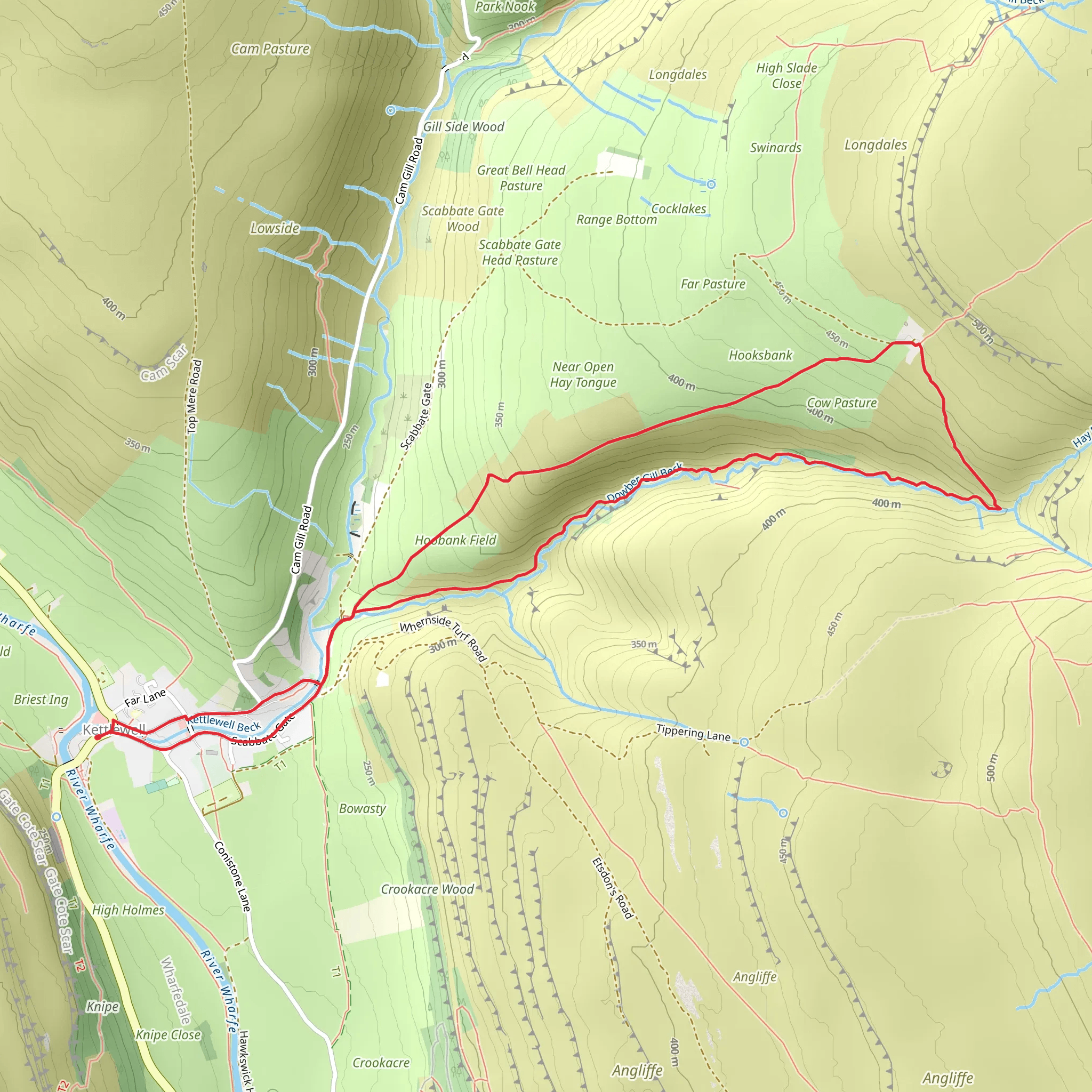 Cam Beck Cottage, Providence Pot and Hag Dyke Hostel Loop - Kettlewell mobile static map