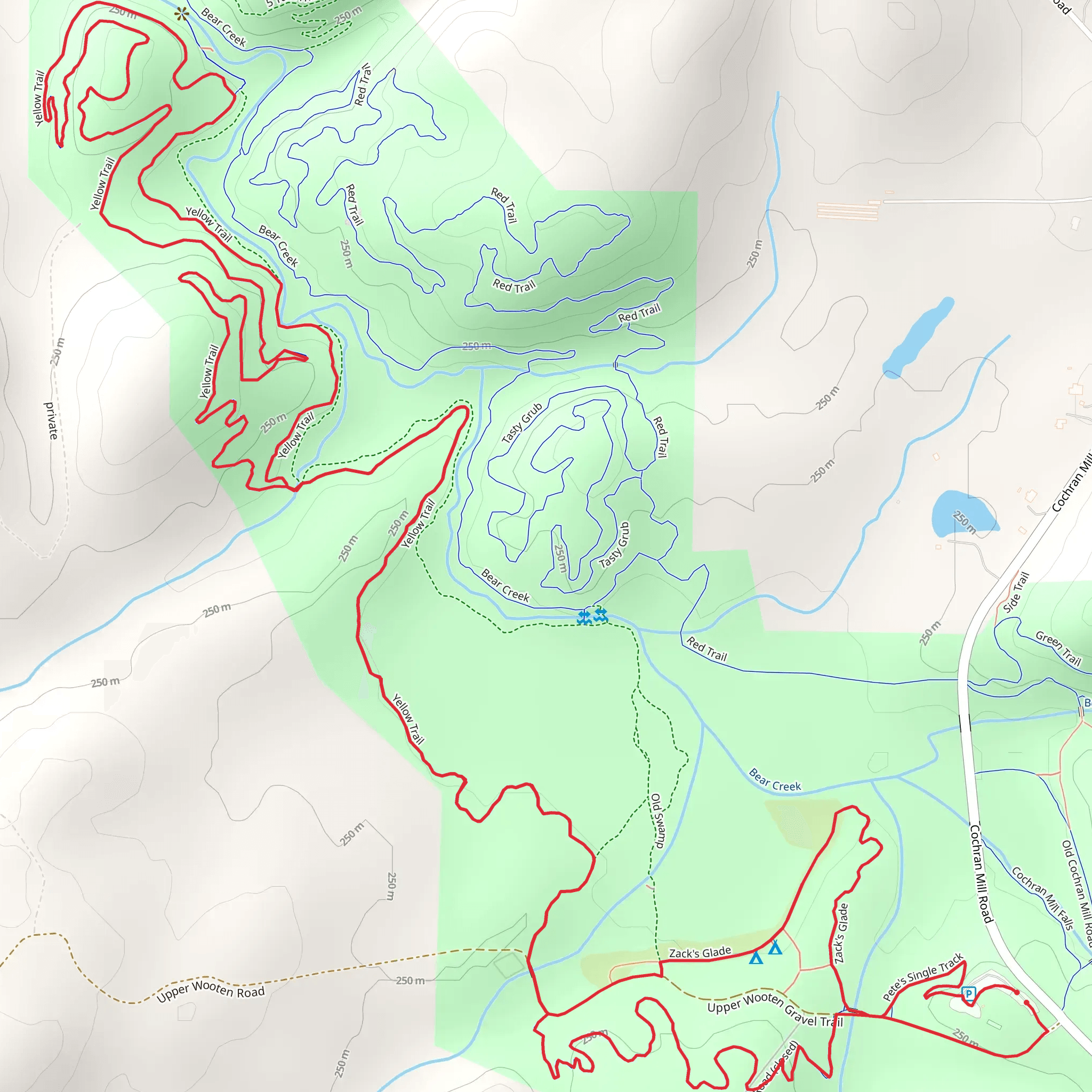 Cedar Branch and Yellow Loop Trail mobile static map