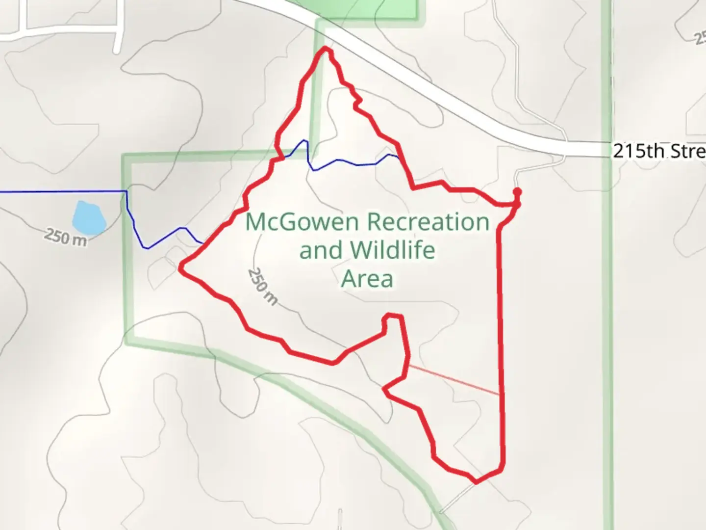 An image depicting the trail McGowen Recreation and Wildlife Area Loop and its surrounding area.