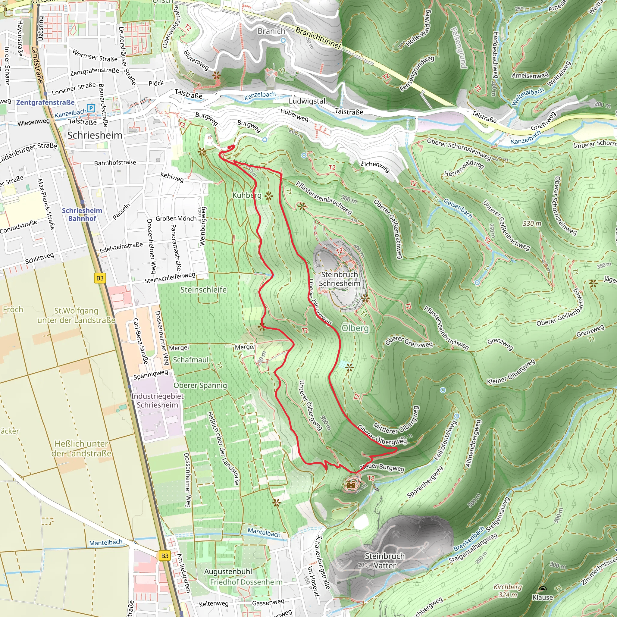 Oberer Ölbergweg Loop mobile static map