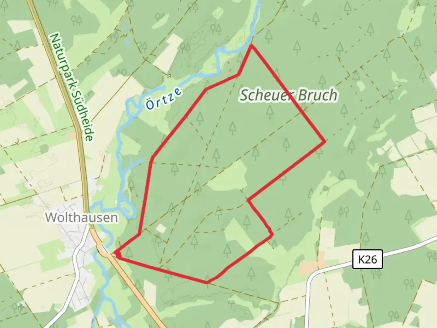 An image depicting the trail Wolthausen Loop and its surrounding area.