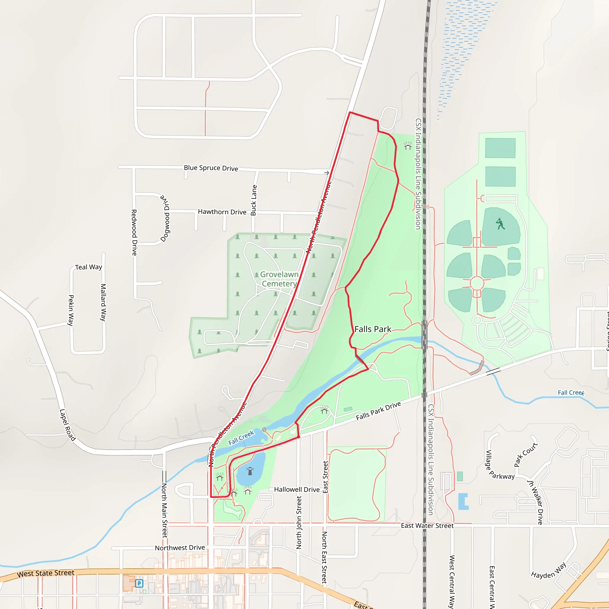 Falls Park Long Loop mobile static map