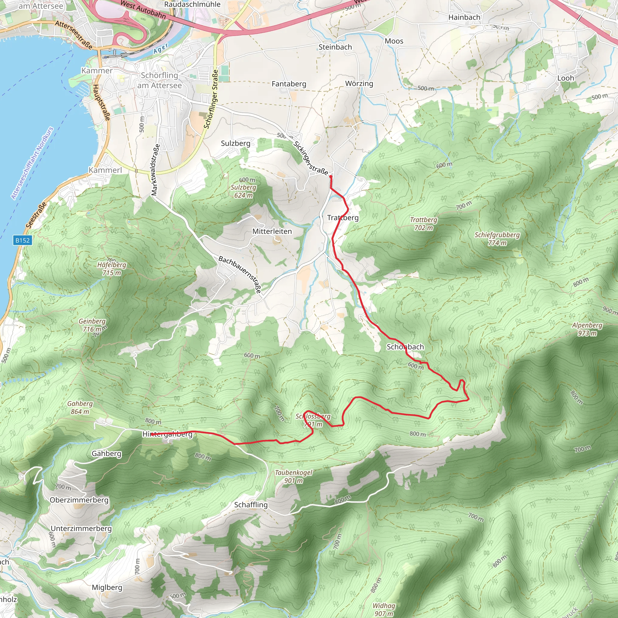 Schönbachweg up to the Gahberg mobile static map
