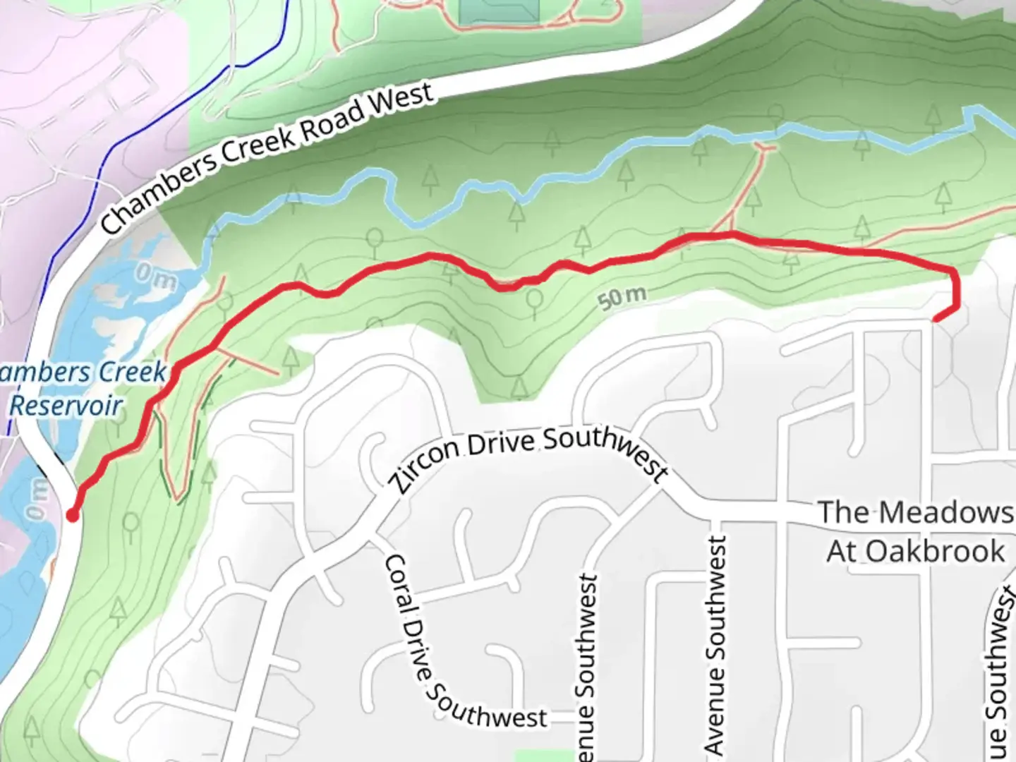 An image depicting the trail Chambers Creek Trail and its surrounding area.