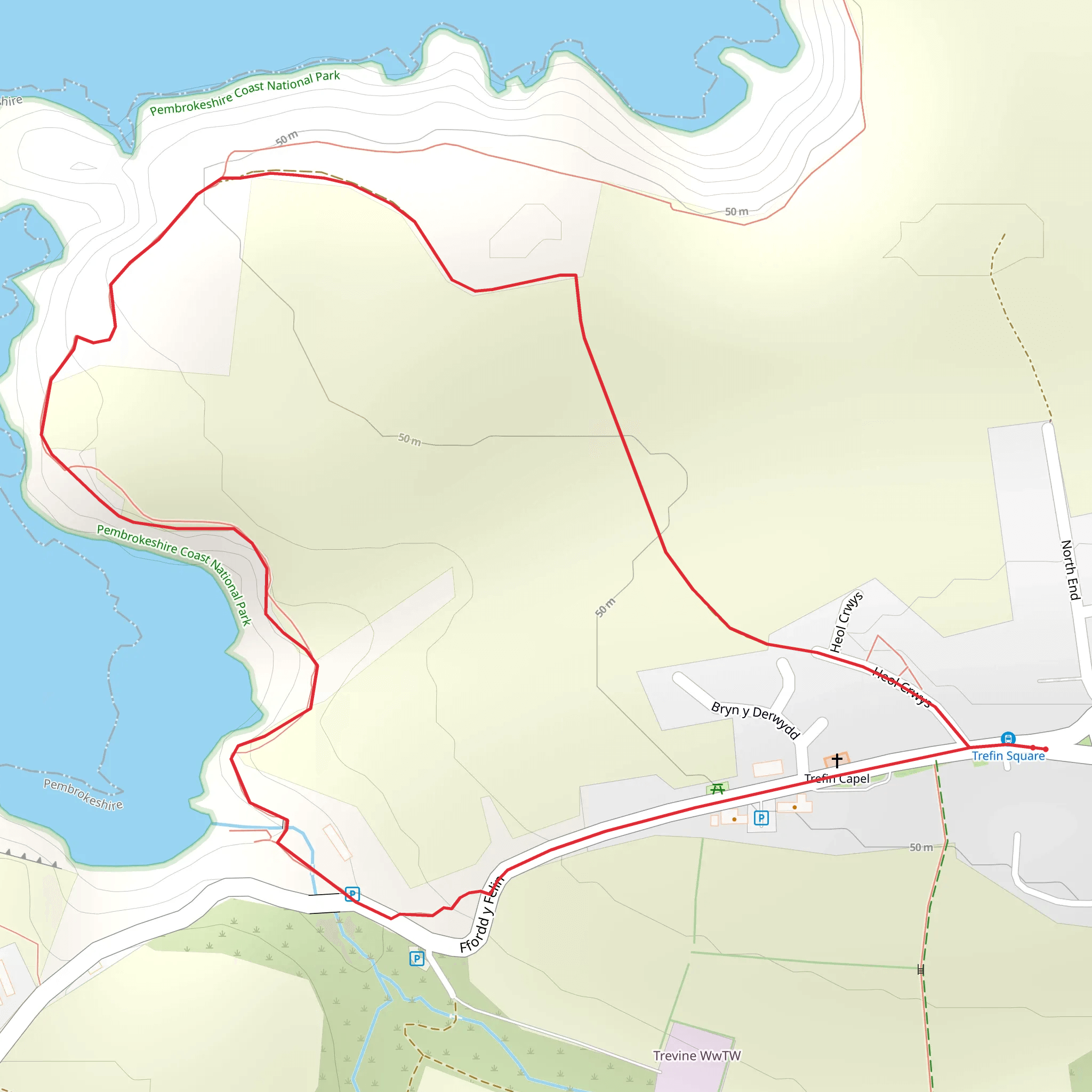 Trefin - Trwyn Llwyd mobile static map