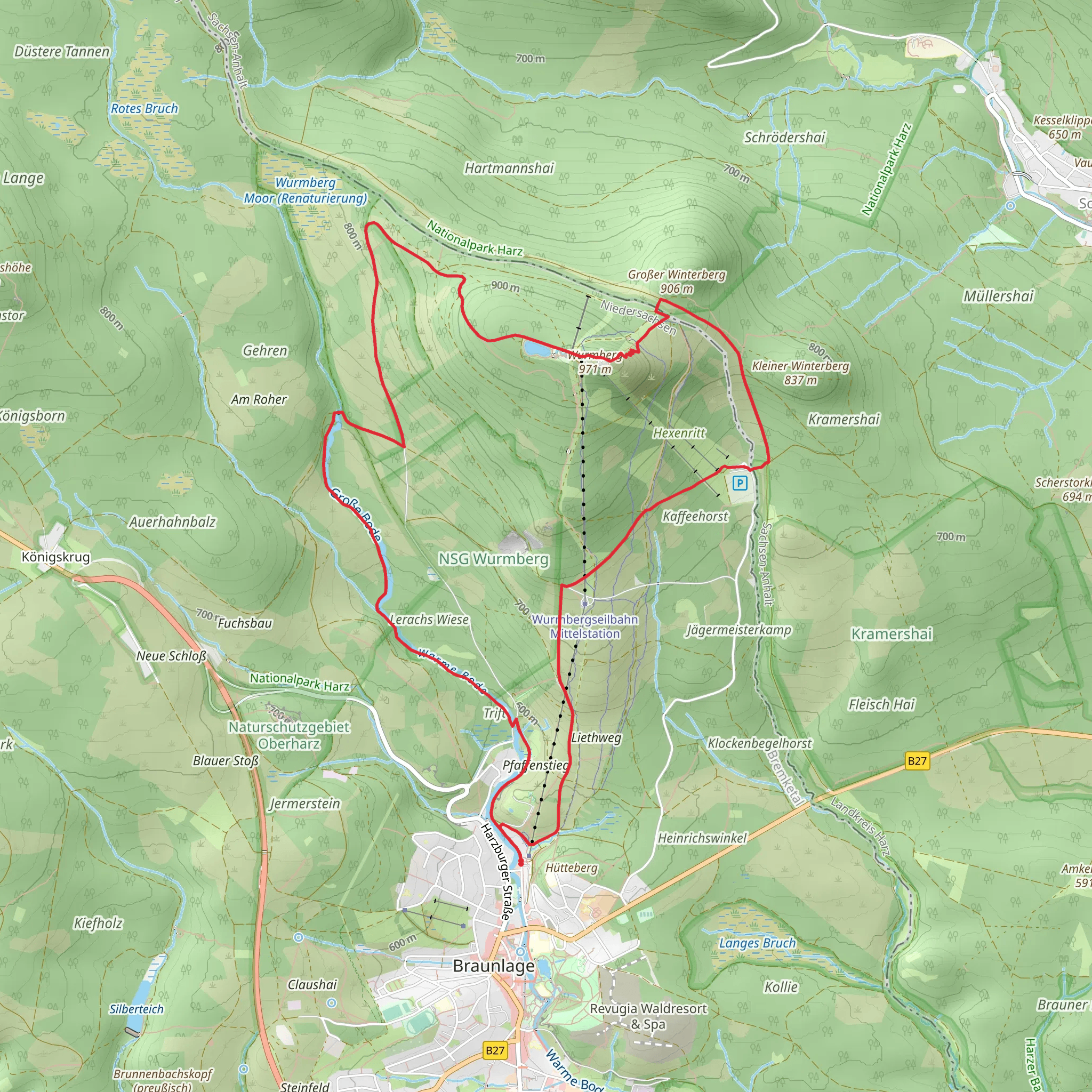 Speichersee Wurmberg and Wurmberg Loop - Braunlage mobile static map