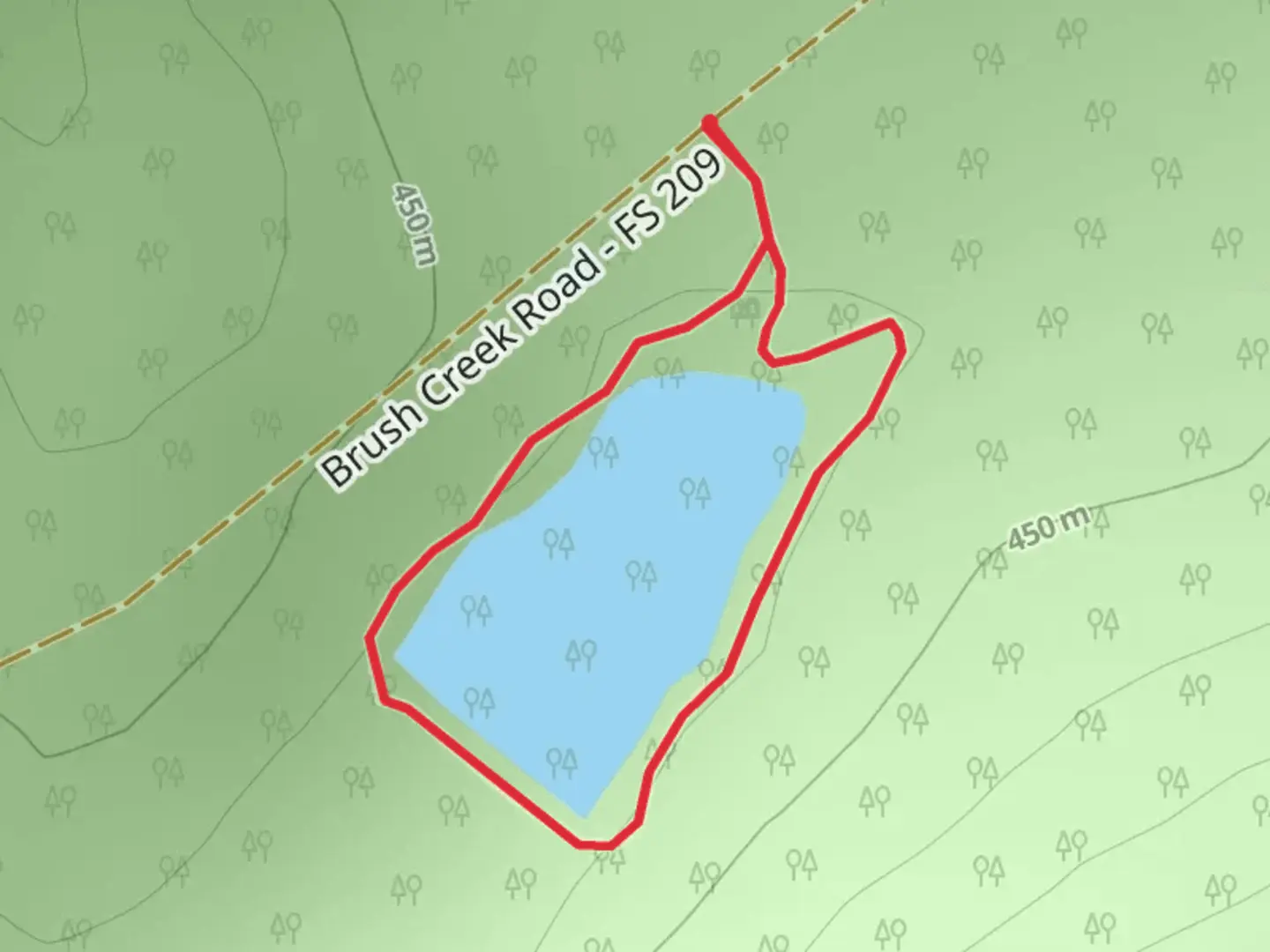 An image depicting the trail Allens Branch Pond Loop and its surrounding area.