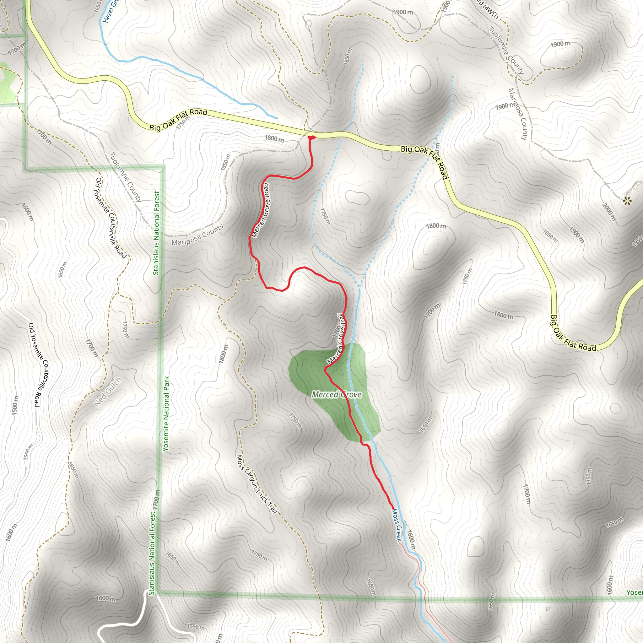 Moss Creek from Big Oak Flat Road mobile static map